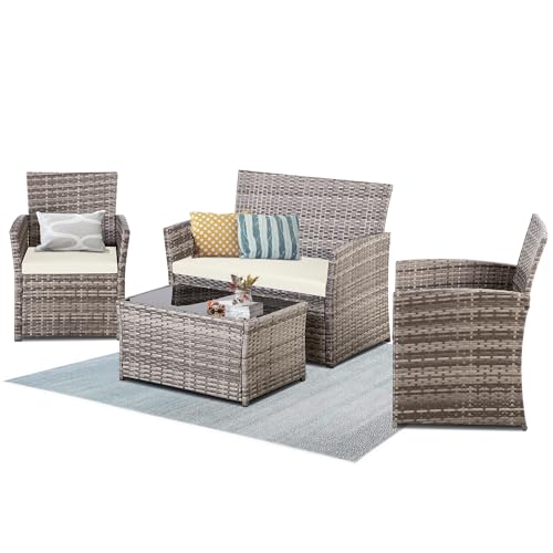 Gray Rattan/White Cushion
