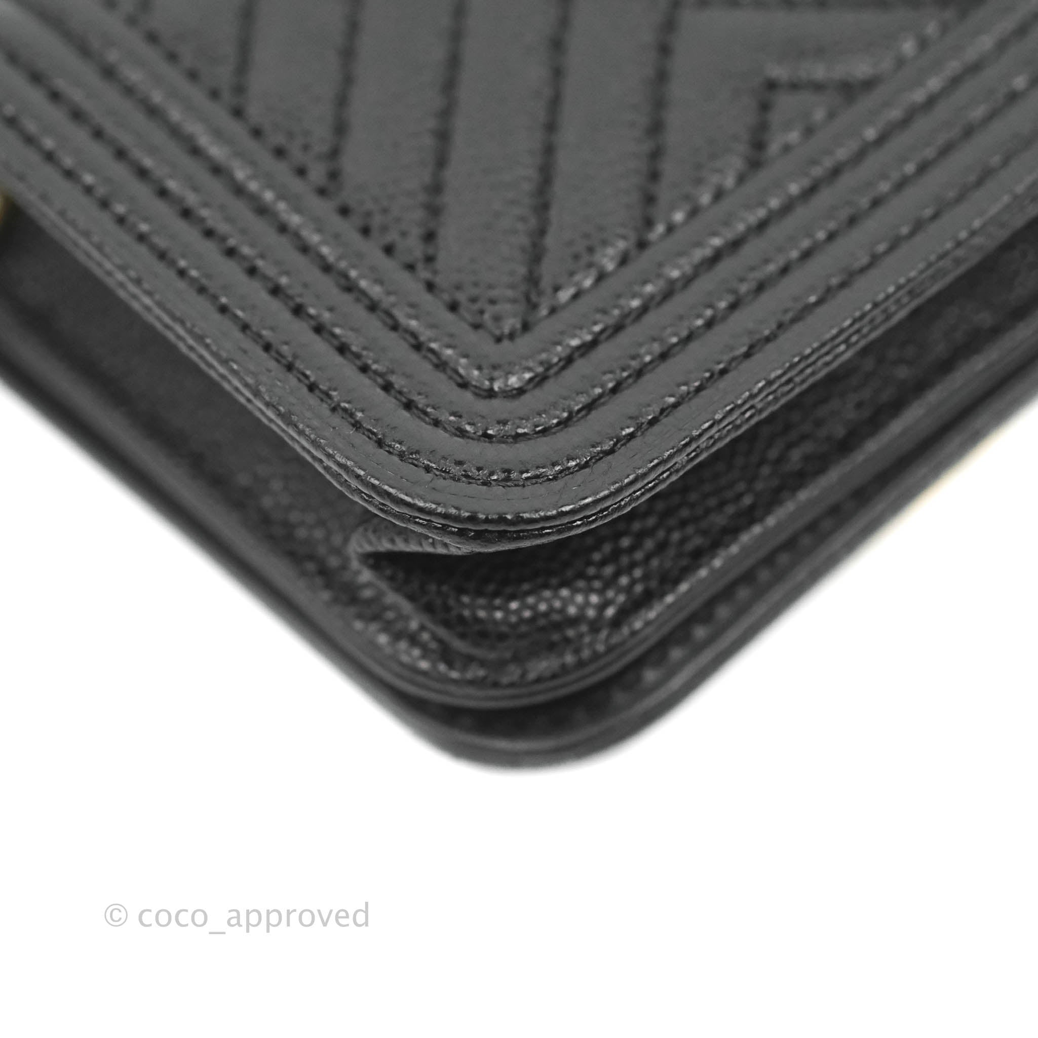 Chanel Chevron Boy Belt Bag in Black Caviar Leather with Aged Gold Hardware - Perfect for Everyday Wear & Evening Outfits