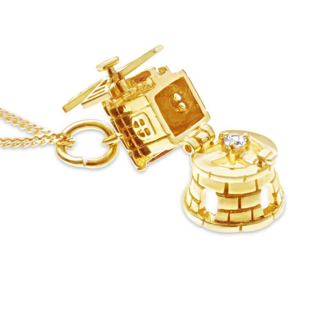 Magical Charm Necklace with Peace & Windmill Pendant in Gold | Elegant Jewelry for Everyday Wear, Gift Giving & Special Occasions