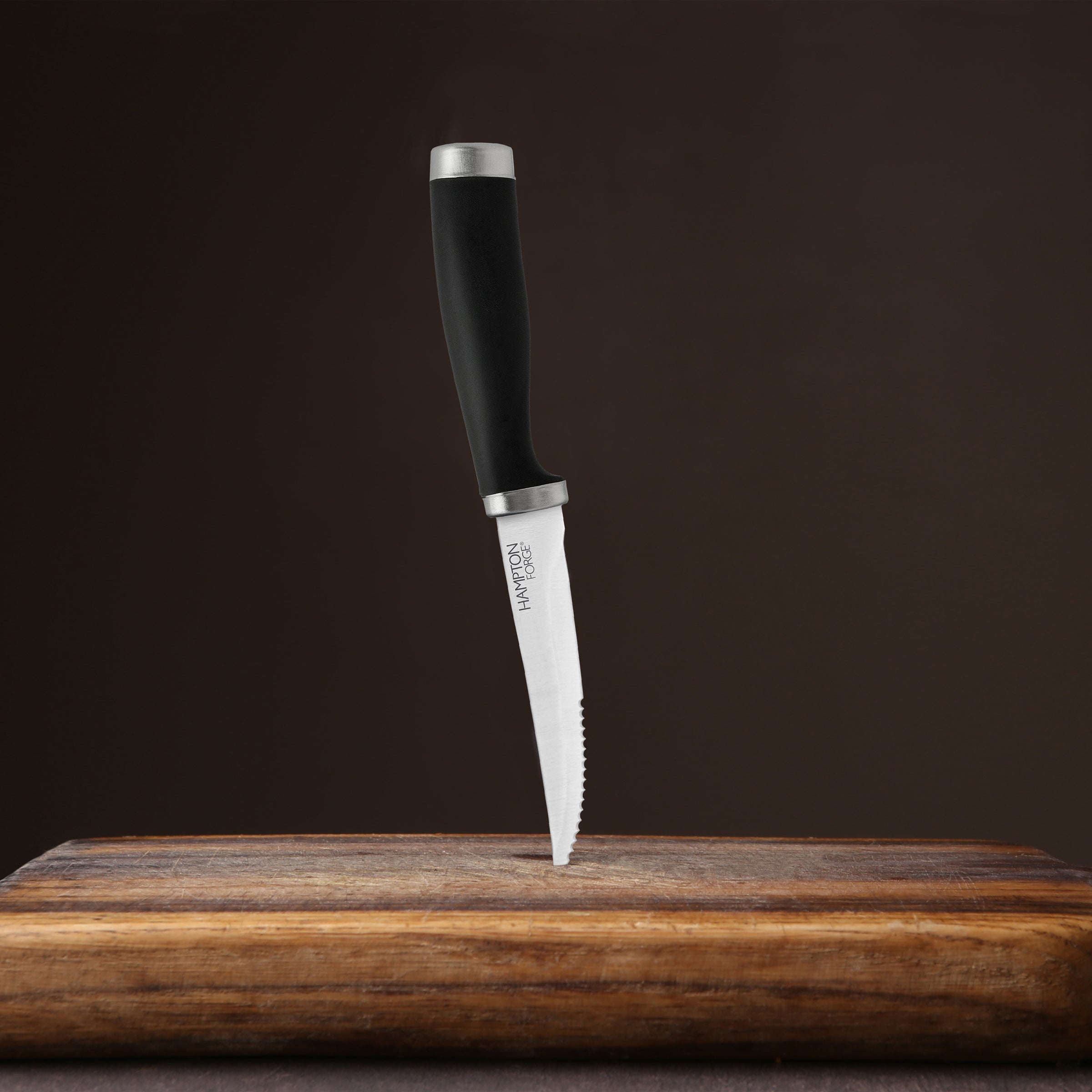 Premium Black Steak Knives Set of 4 - Razor Sharp Serrated Blades, Ergonomic Handles for Perfect Slicing - Ideal for Steak Dinners, BBQs & Gourmet Cooking