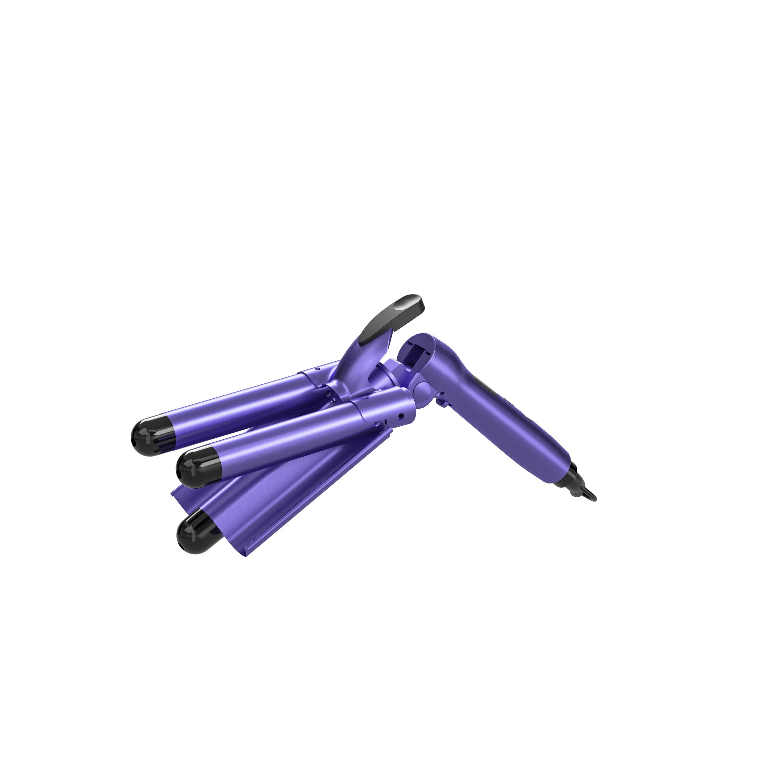 Cortex Beauty 3-Barrel Waver Hair Curler - Purple Professional Hair Styling Iron for Beach Waves & Loose Curls | Perfect for Daily Styling, Parties & Special Occasions