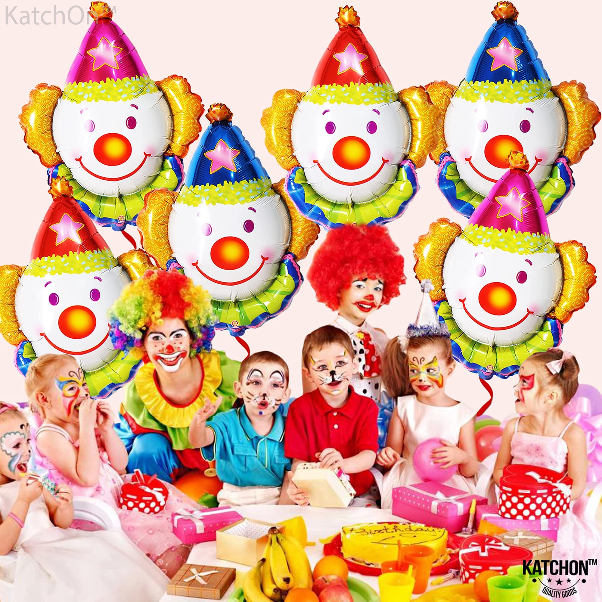 KatchOn 32 Inch Large Clown Balloons Set - Pack of 6 | Giant Carnival Balloons for Clown & Circus Theme Party Decorations | Perfect for Birthday Parties, Baby Showers, and Halloween Events