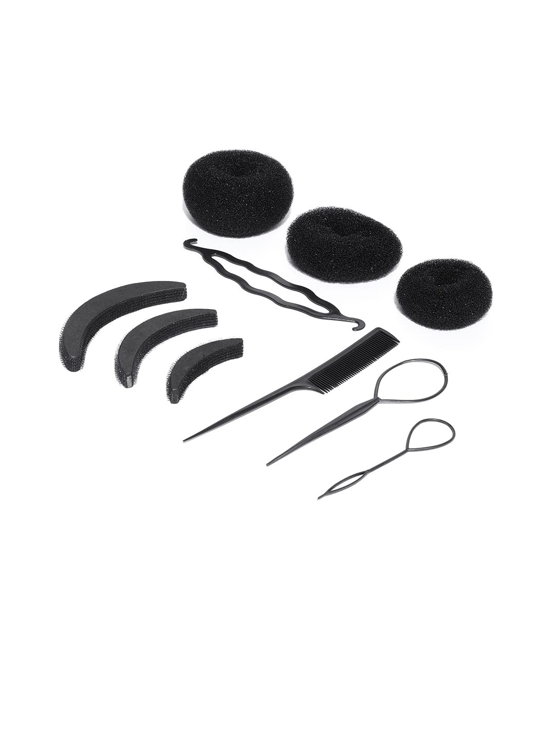 CHRONEX 3-Pack Hair Donut Bun Maker Set - Large, Medium & Small Sizes (10g, 15g, 20g) - Black Hair Styling Tools for Women & Girls - Perfect for Updos, Ponytails & Special Occasions
