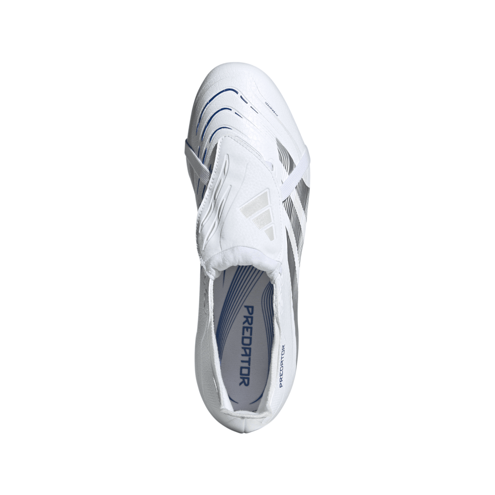 Adidas Predator League FG Soccer Cleats - Fold Over Tongue Football Shoes for Men (Cloud White/Silver Metallic/Bright Royal) | Perfect for Turf Matches & Training Sessions