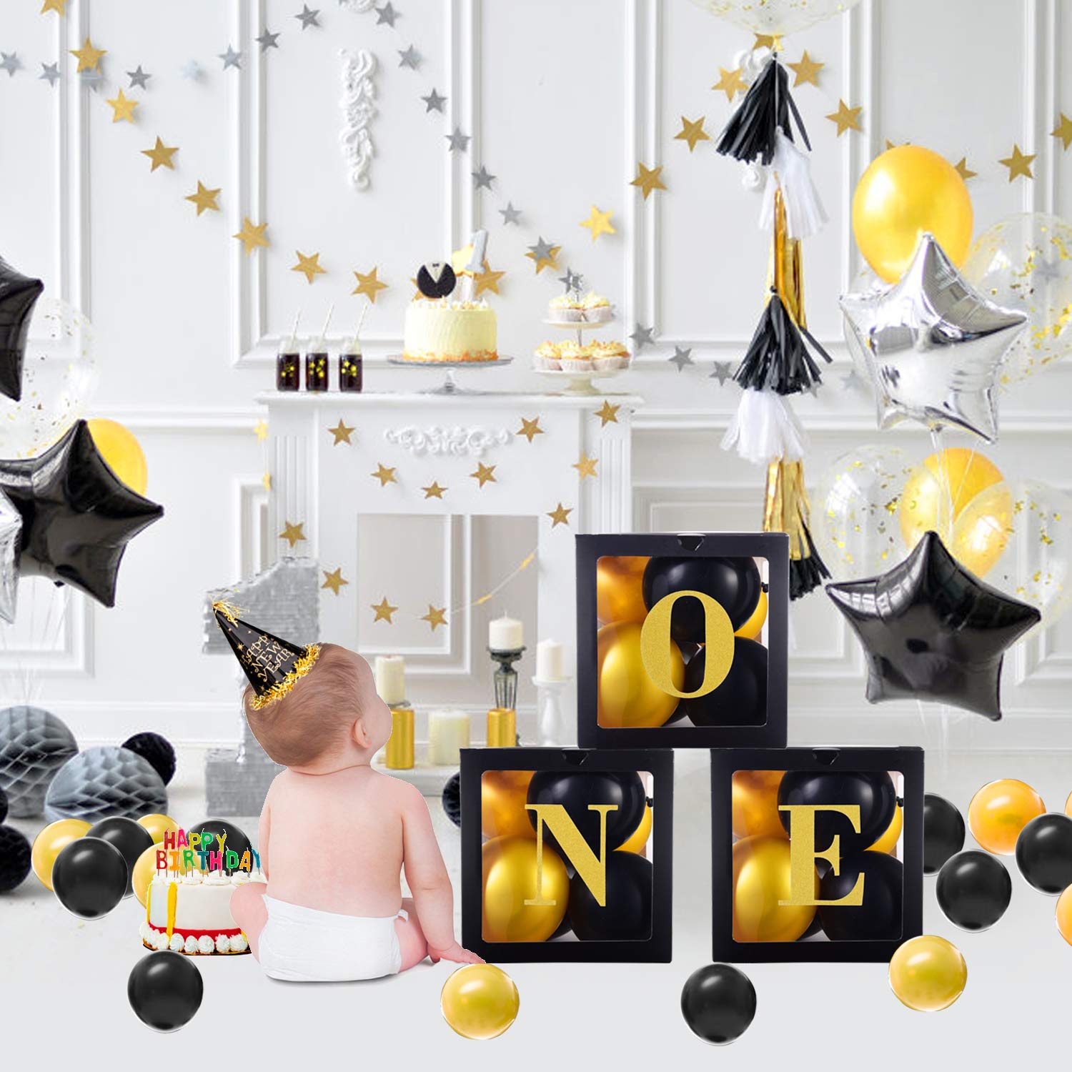 1st Birthday Decorations for Boys - ONE Balloons, Boxes & Party Supplies for Notorious One Year Old | Photo Shoot Props & Party Decor | Perfect for 1st Birthday Parties, Cake Smash & Baby Celebrations