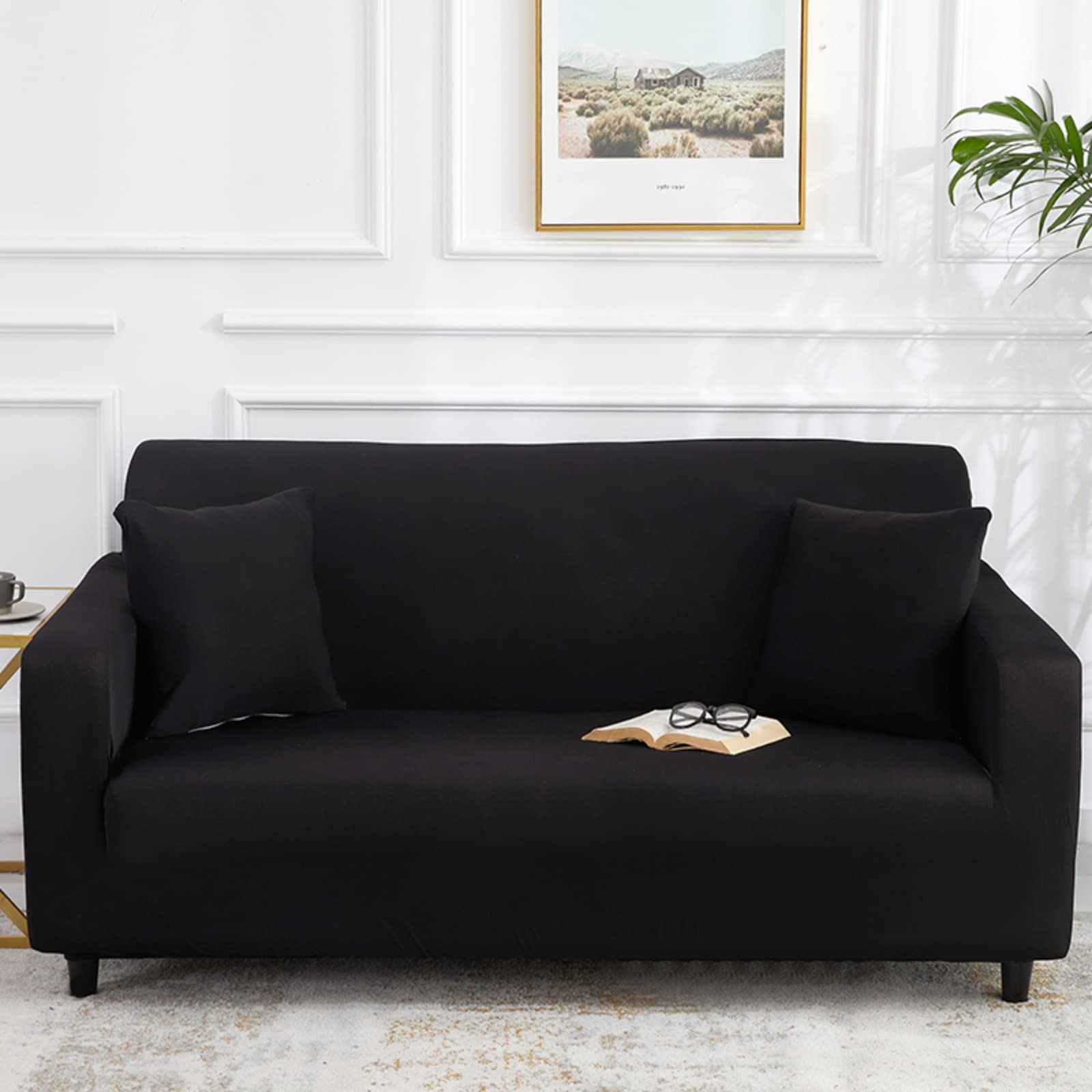 Washable Sofa Slipcover with Ties - Comfortable Solid Color Furniture Protector for Pets & Kids - XXL 5-Seater Couch Cover for Living Room, Indoor Use - Easy to Clean & Durable Home Decor