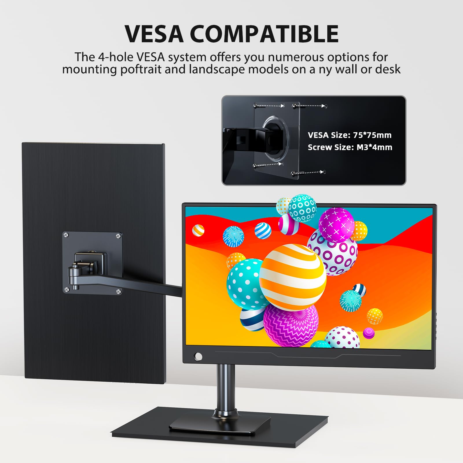 UPERFECT 14 Zoll Tragbarer Touchscreen Monitor, 1920×1080 FHD IPS Ultra-Dünner Zweitbildschirm für Laptop, Smartphone & Spielkonsole, VESA-Montage, Ideal für Büro, Gaming & Unterwegs