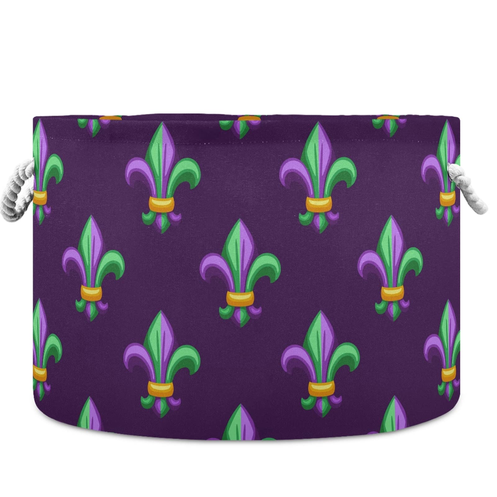 Visesunny Fleur De Lis Mardi Gras Carnival Laundry Basket - Collapsible Fabric Storage Bin for Clothes, Toys & Organizing - Perfect for Bathroom, Bedroom, Nursery, Closet & Office - Great for Laundry Day, Kids Room Storage & Home Organization