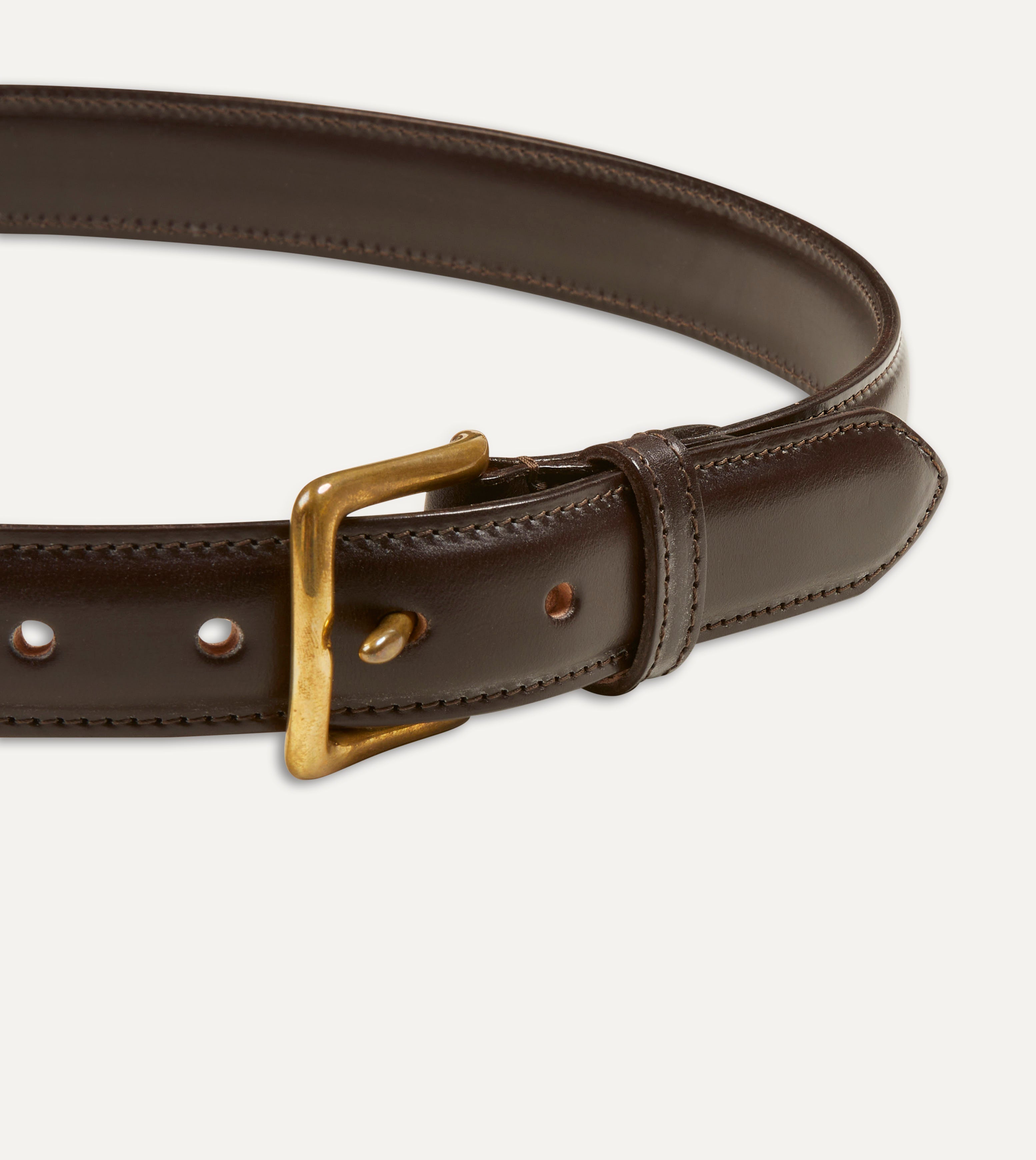 Premium Dark Brown Bridle Leather Belt - Full Grain Leather, Brass Buckle - Perfect for Business, Casual & Formal Wear