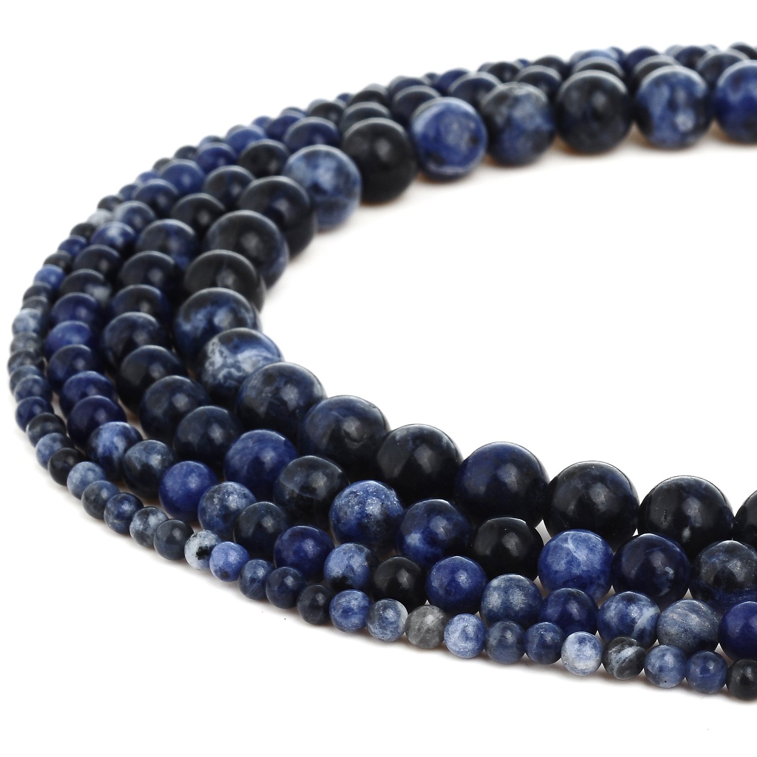 Natural Sodalite Gemstone Round Loose Beads - 8mm Dark Blue Beads for Jewelry Making DIY (1 Strand) - Perfect for Necklaces, Bracelets & Earrings