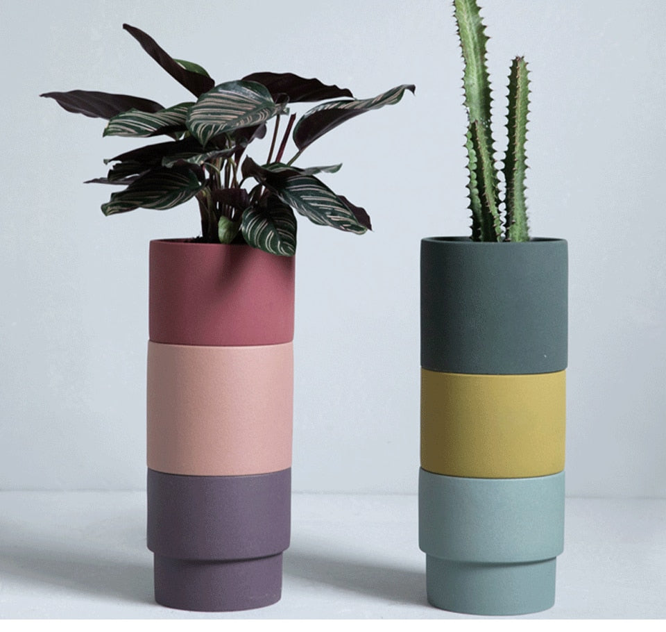 Vibrant Stackable Ceramic Plant Pots for Indoor & Outdoor Plants - Perfect for Home Decor, Garden, and Office Spaces