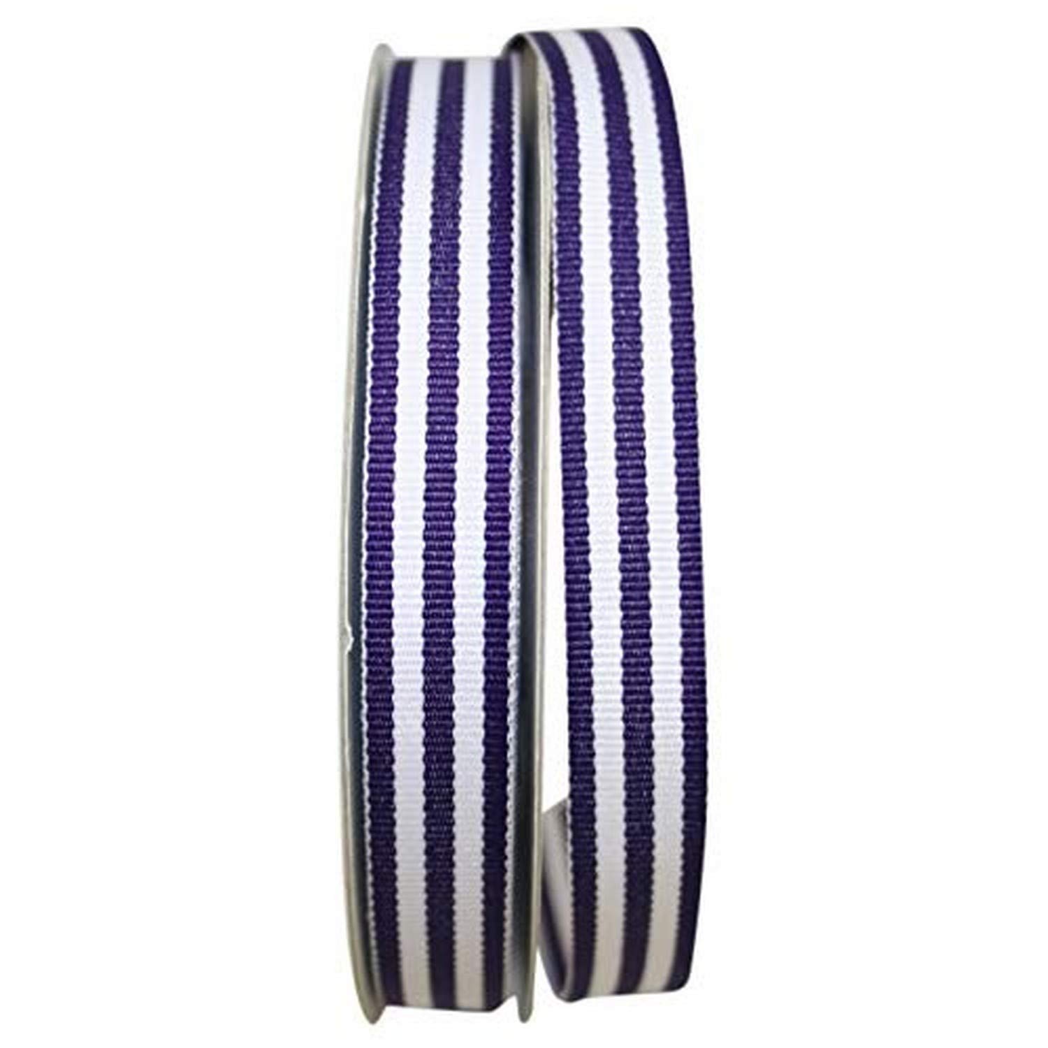 Reliant 5/8 Inch Grosgrain Ribbon with Stripes - 25 Yards Purple Craft Ribbon for Gift Wrapping, DIY Projects & Hair Bows