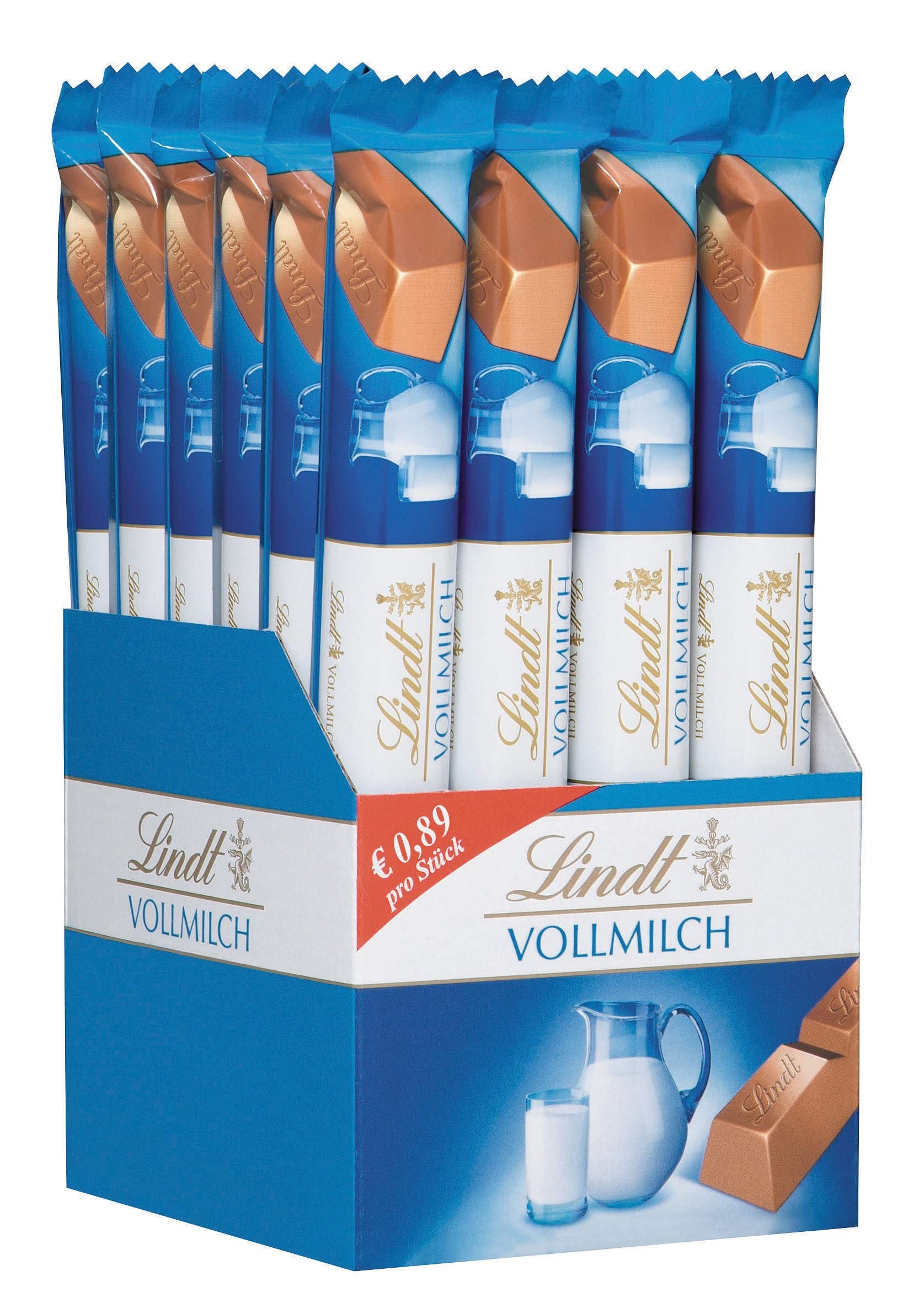 Lindt LINDOR Whole Milk Chocolate Sticks - 24 Count (40g Each) | Premium Soft Melting Alpine Milk Chocolate Bars | Bulk Pack for Gifting, Parties & Desserts