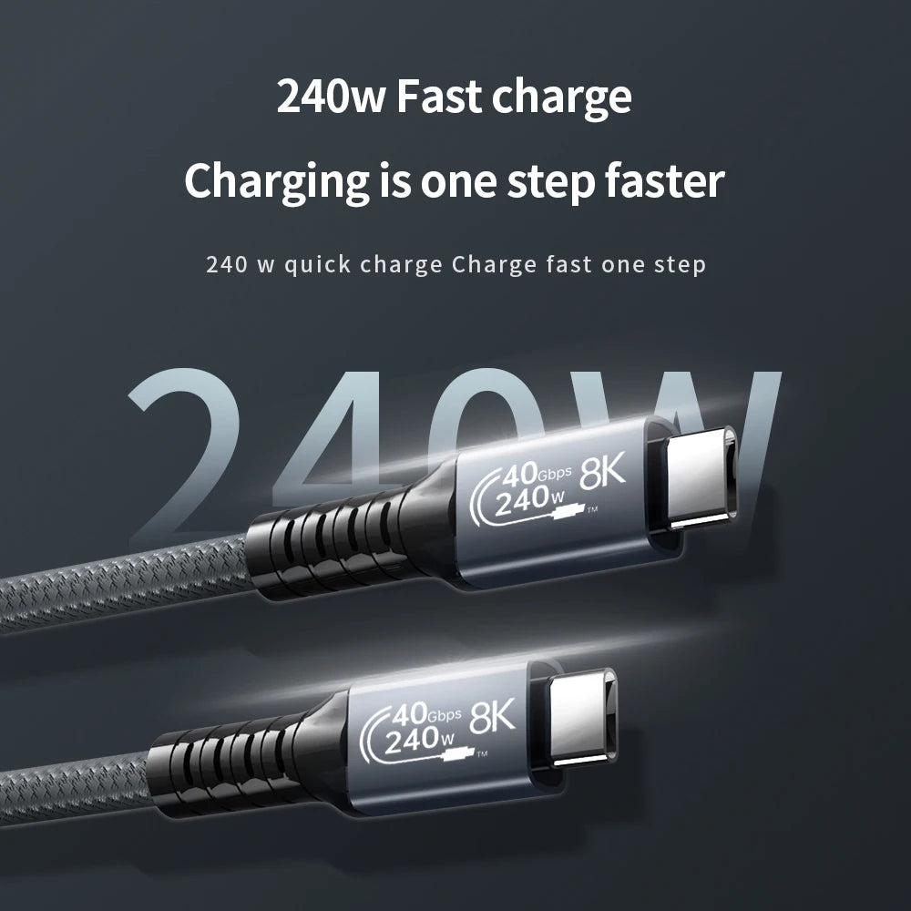 Thunderbolt 4 Cable 0.5m - USB4 40Gbps High-Speed Data Transfer & 240W Fast Charging - Perfect for MacBook Pro, Dell XPS & External SSD Connections