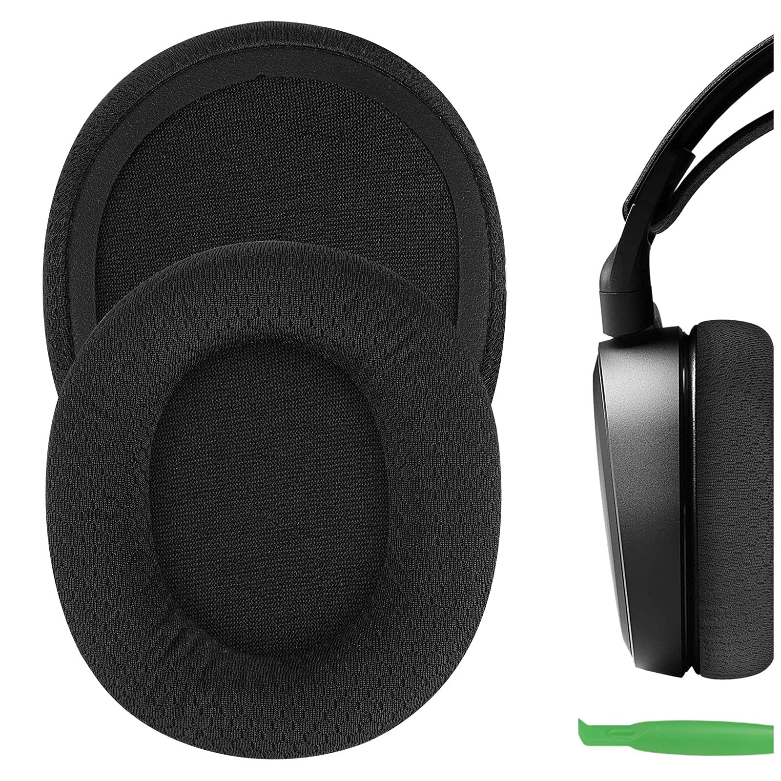 GEEKRIA QuickFit Mesh Fabric Replacement Ear Pads for SteelSeries Arctis Prime/Pro/9X/7/5/3 Headphones - Comfortable Breathable Ear Cushions & Headset Earpads Repair (Black) - Perfect for Gaming, Music & Long Wear Sessions