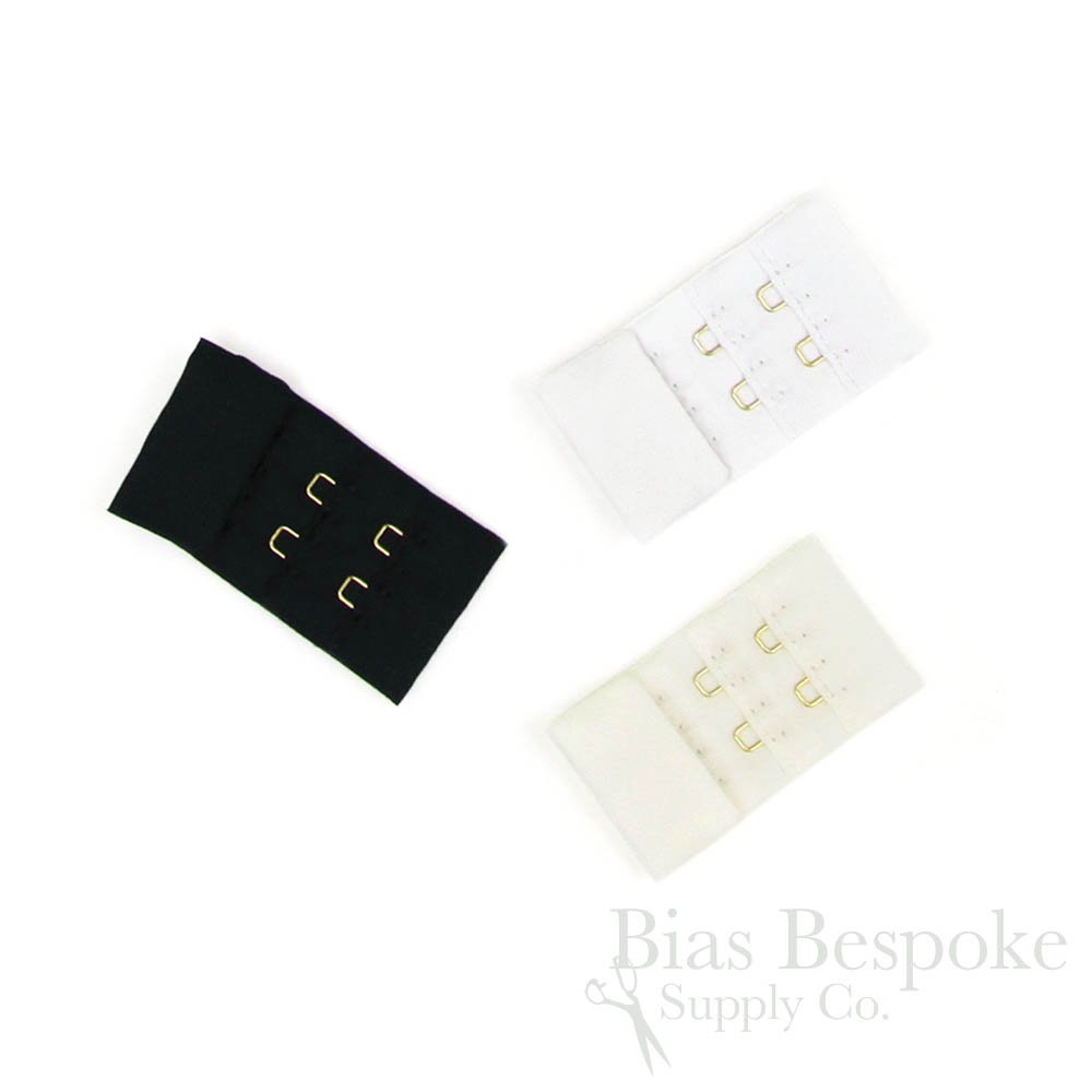 5-Pack AVA Nylon White Bra Hook & Eye Fasteners with Gold Hooks - Italian Made for Lingerie, Swimwear & Sewing Projects