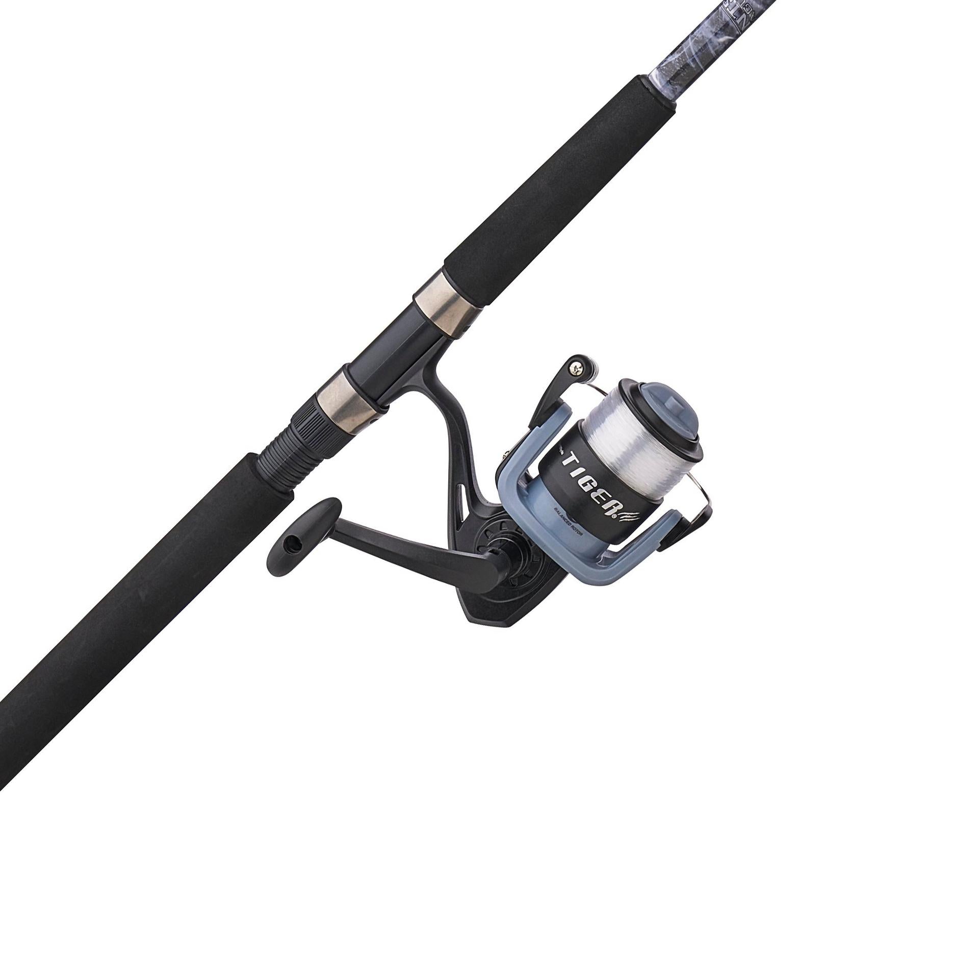 Tiger Spinning Surf Fishing Rod and Reel Combo - Mossy Oak Camo Design - Perfect for Saltwater and Freshwater Fishing, Beach, Pier, and Boat Angling