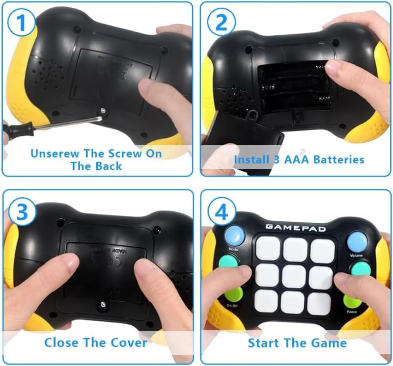 Press Push Game Fidget Toys - Electronic Flashing Handheld Light Up Sensory Toys for Kids, Teens & Adults - Quick Push Button Gamepad for Stress Relief, ADHD & Anxiety - Perfect for Christmas, Birthday Gifts & Party Favors (Blue) - Great for Office, Classroom, Travel & Waiting Rooms