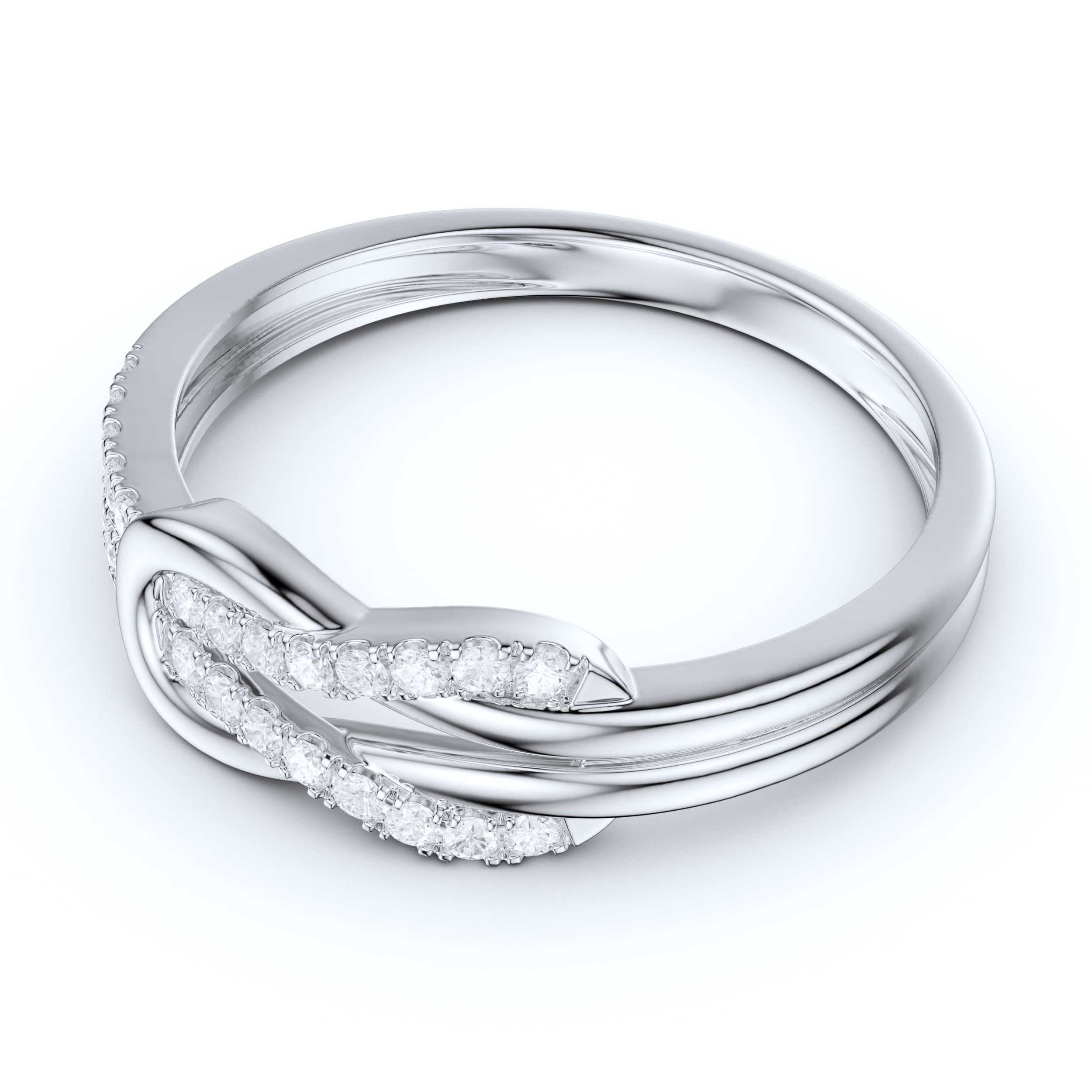 14K White Gold Love Knot Ring with Simulated Diamond or Genuine Moissanite - Promise Ring, Engagement Ring, Anniversary Gift for Her, Wedding Jewelry