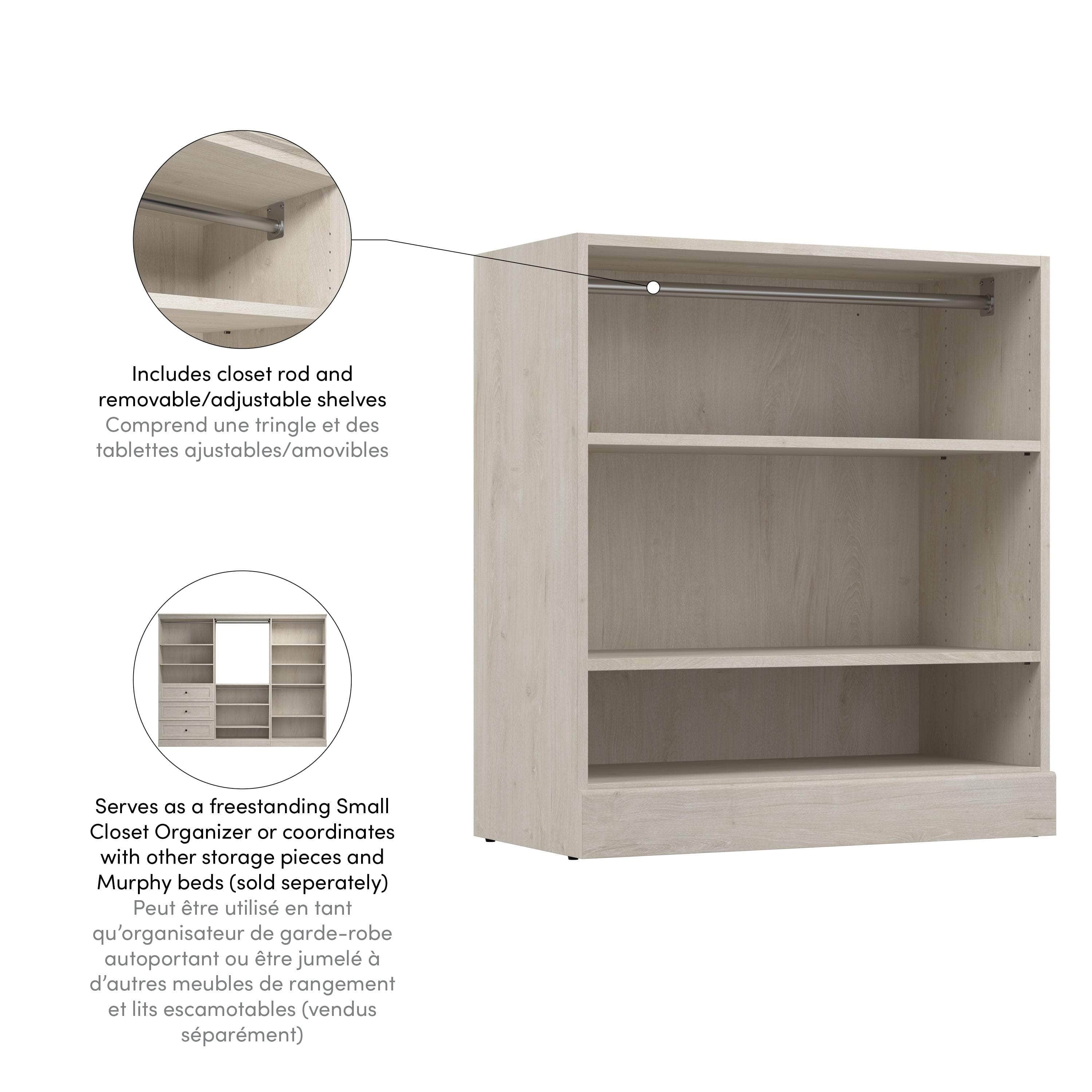 Space-Saving Low Storage Unit with Hanging Rod - 3 Color Options for Bedroom, Closet & Entryway Organization