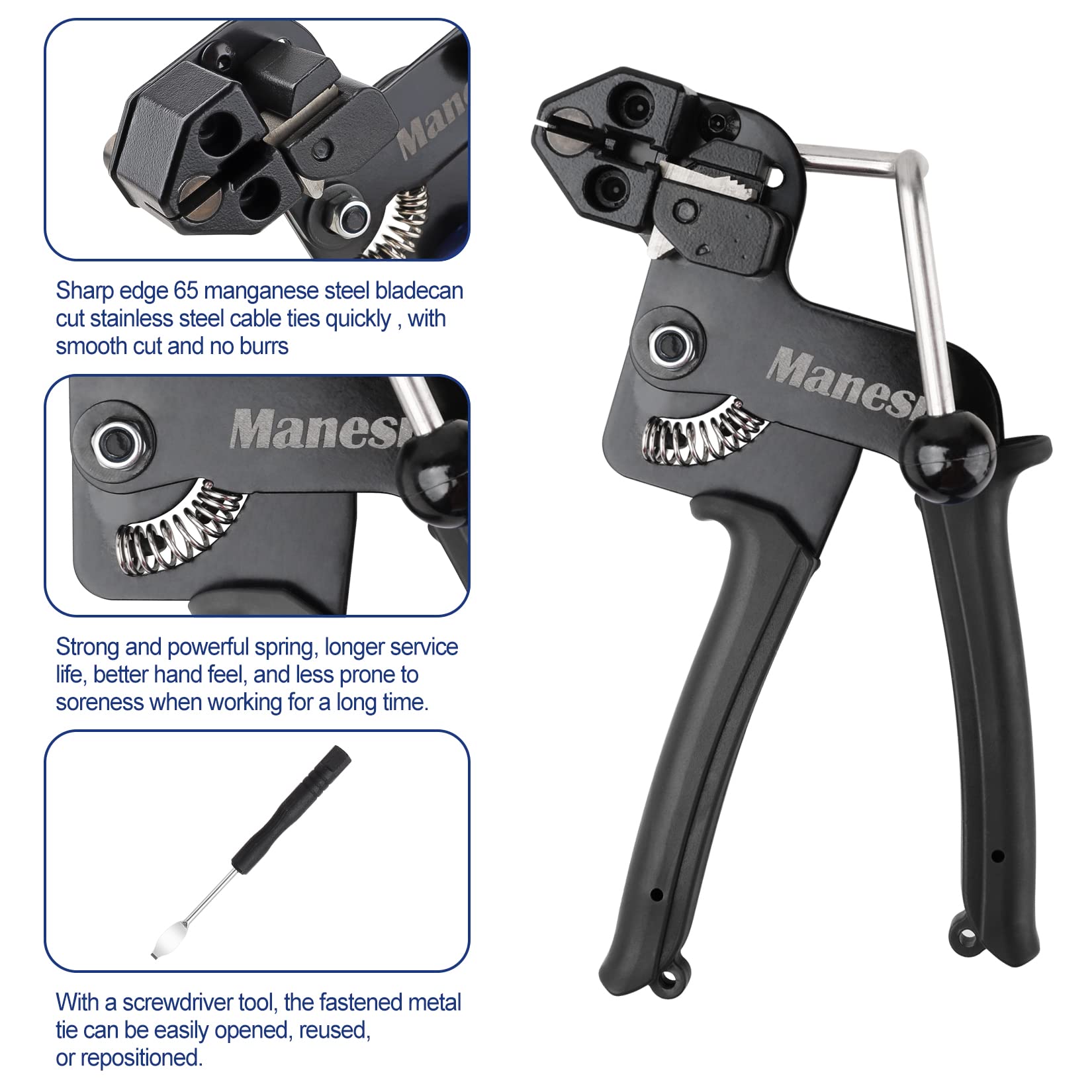 Stainless Steel Zip Tie Cutter - Heavy Duty Metal Zip Ties Cutting Tool for Self-Locking Cable Ties | Includes Free Zip Tie Release Tool | Perfect for Electrical Wiring, HVAC, Automotive & Industrial Applications