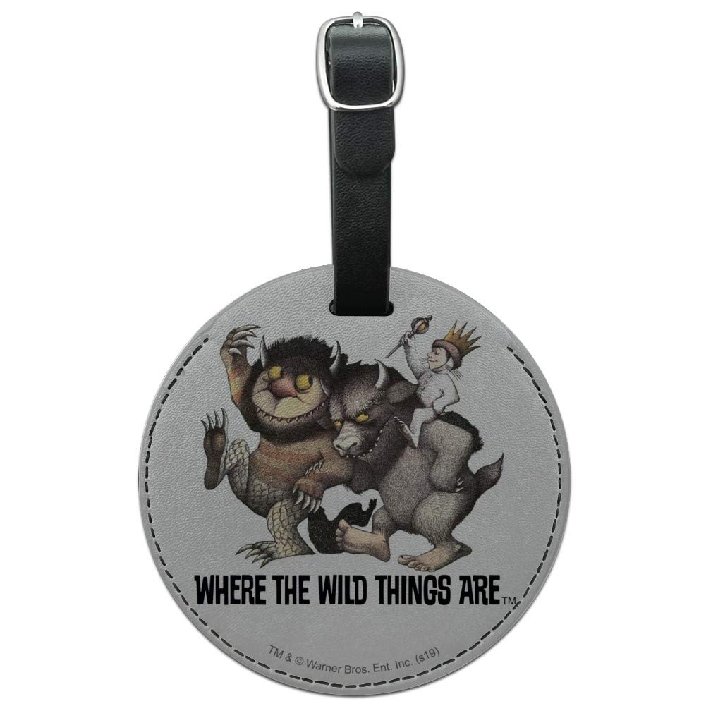 Where The Wild Things Are March Round Leather Luggage Tag - Durable Carry-On ID Tag for Travel Bags & Suitcases - Perfect for Airports, Business Trips & Vacation