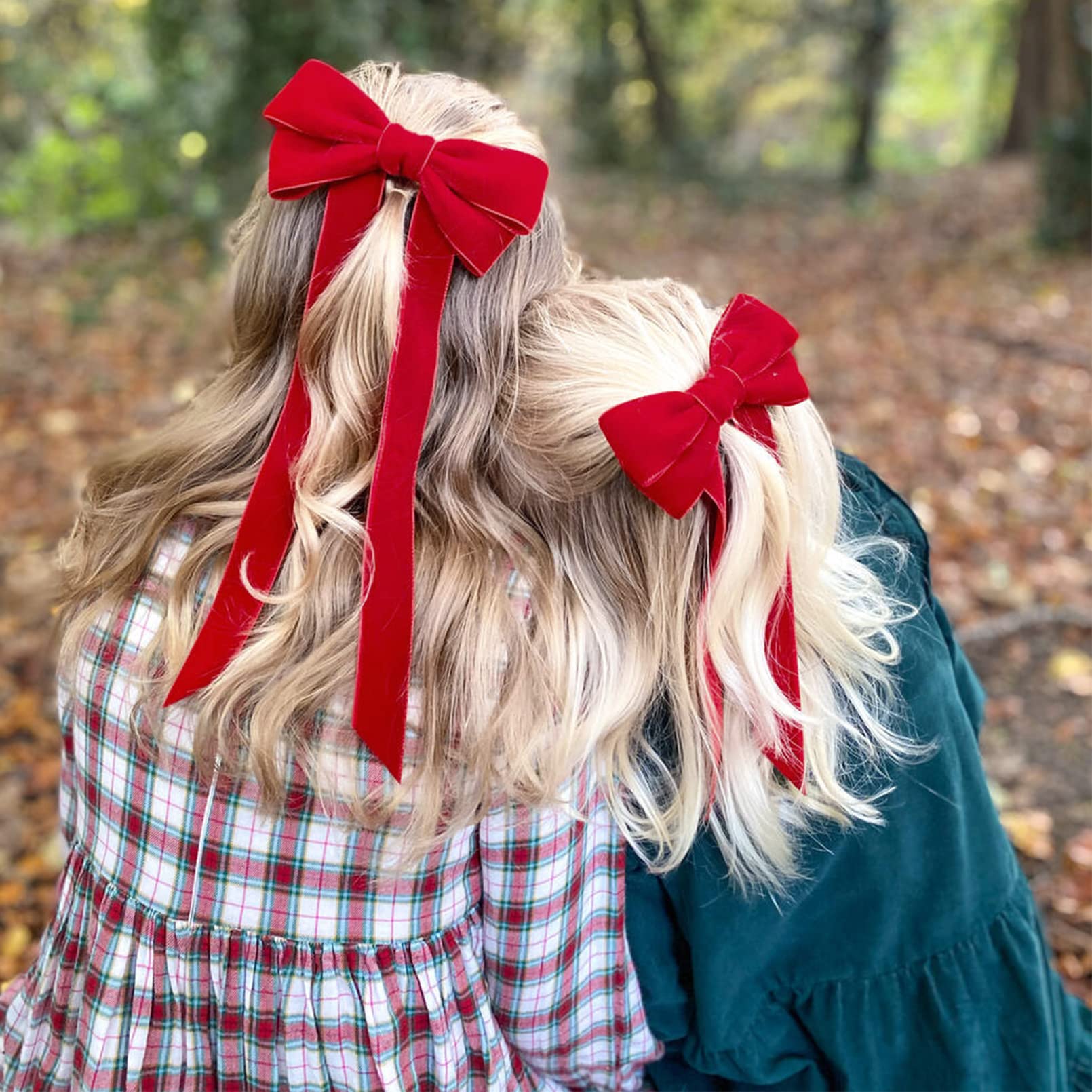 2PCS Velvet Hair Bows - Red Hair Ribbon Clips with Big Fall Alligator Clips - Elegant Hair Accessories for Women, Girls, Toddlers & Kids | Perfect for Parties, Weddings & Daily Styling