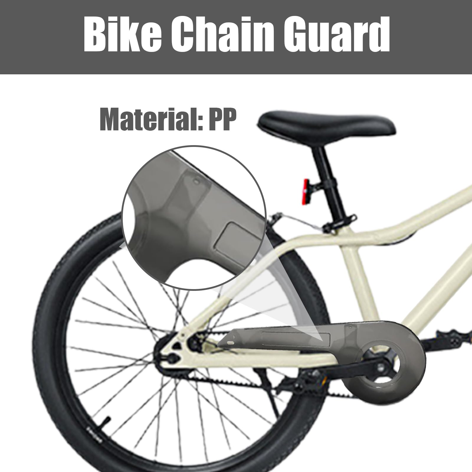 Universal Bike Chain Guard for 32-36 Teeth - Durable Kids Bicycle Chain Cover, Transparent Black - Perfect for BMX, Mountain & Kids Bikes Accessories