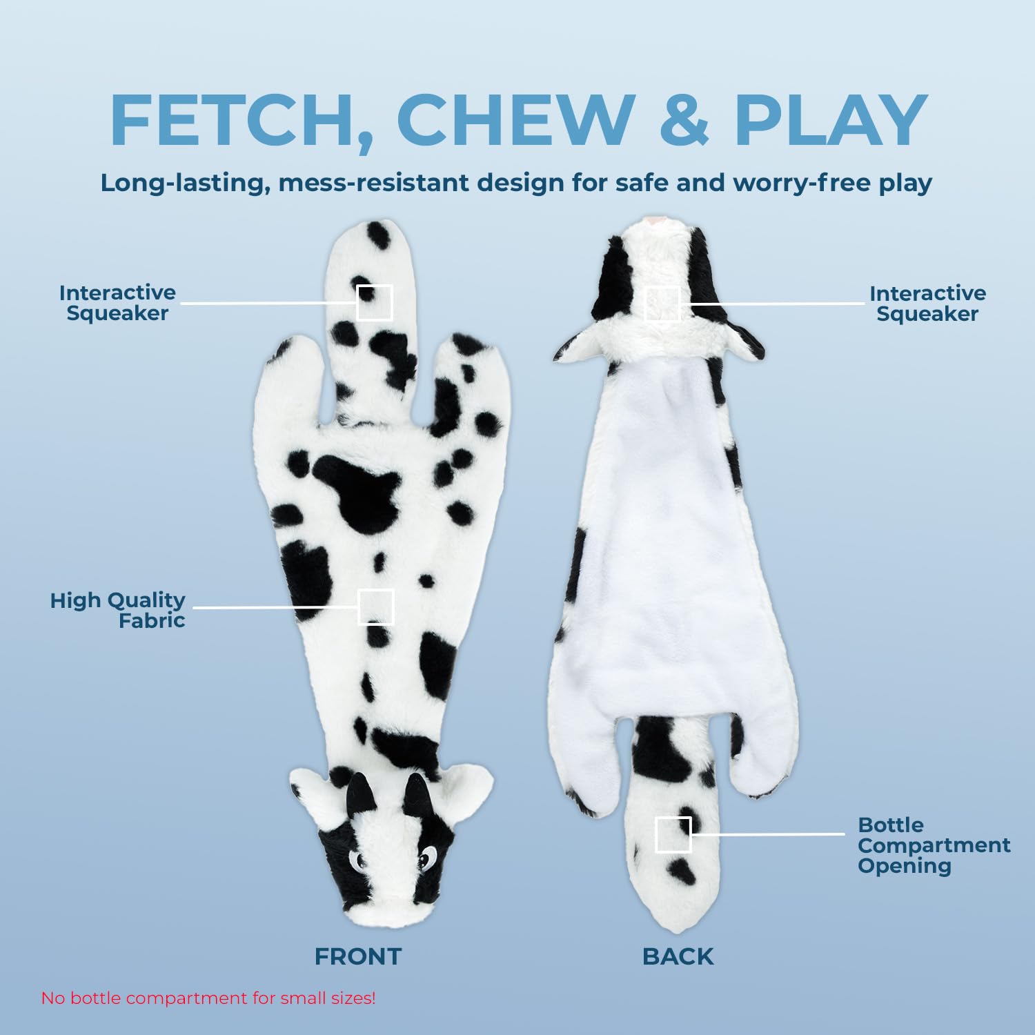 2-in-1 Squeaky Dog Toy for All Sizes - No Stuffing, Holds Bottle - Indoor Play