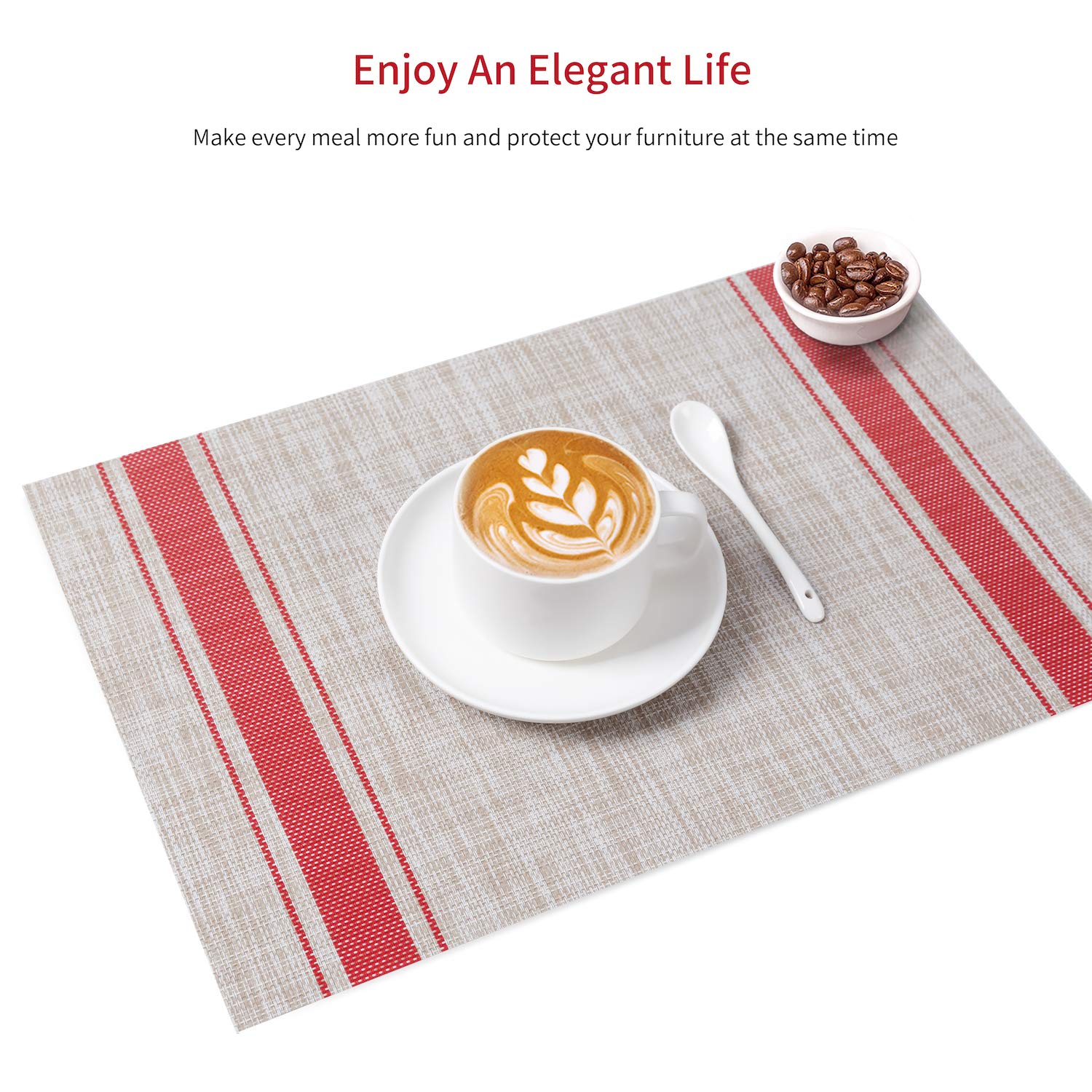 Premium SENDAY Placemats Set of 8 - Heat & Stain Resistant, Non-Slip PVC Table Mats for Kitchen & Dining - Washable Durable Woven Vinyl Placemats for Everyday Use, Dinner Parties & Holiday Gatherings