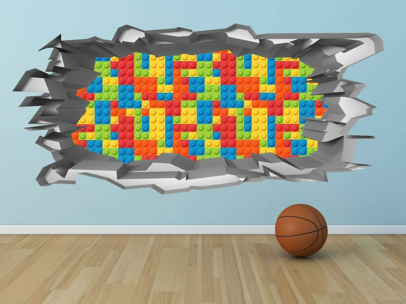 LEGO 3D Brick Wall Hole Decal - Realistic Smash Effect Wall Sticker Art Mural for Home, Office & Game Room Decor - Perfect for Kids' Bedroom, Playroom & Themed Parties