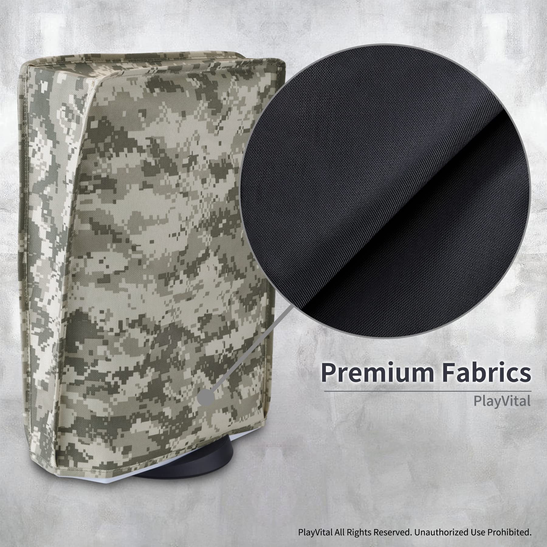 PlayVital Nylon Dust Cover for PS5 Console - Soft Lining, Anti-Scratch & Waterproof Protective Sleeve for PS5 Digital/Disc Edition (Digital Camouflage) - Perfect for Gaming Setup Protection & Travel Storage