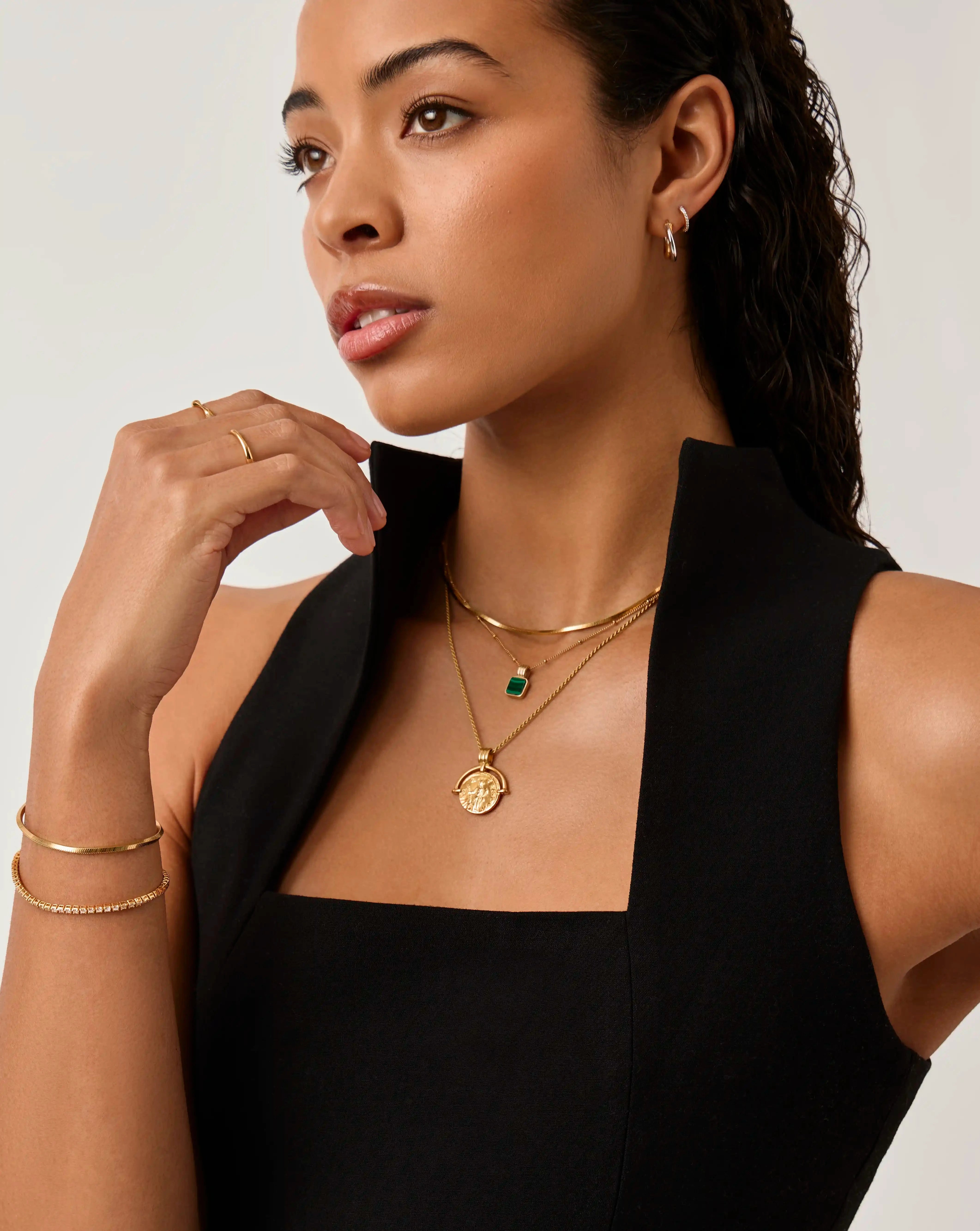 Lucy Williams 18k Gold Plated Necklace Set for Women - Elegant Layering Jewelry for Everyday Wear, Date Nights & Special Occasions