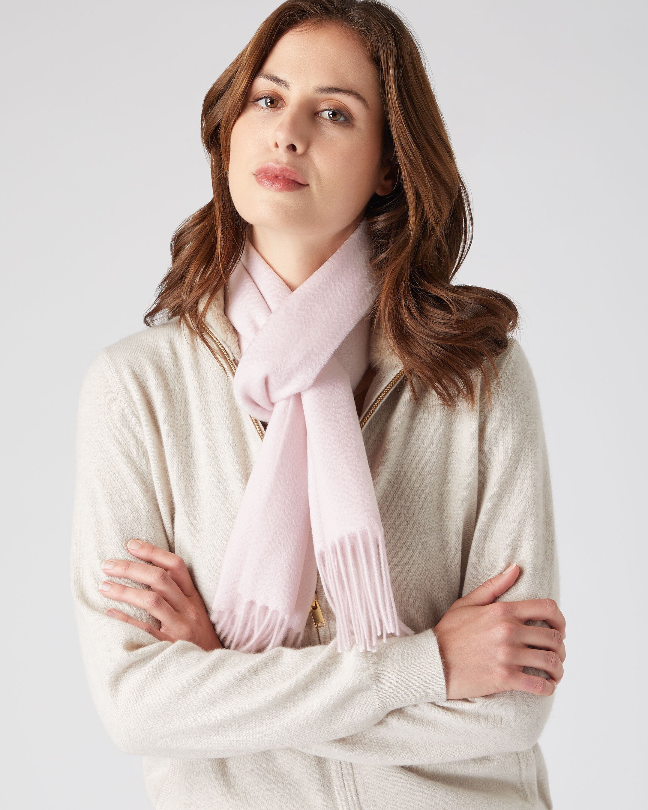 Luxury Unisex Woven Cashmere Scarf - Soft Quartz Pink Winter Accessory for Men & Women - Perfect for Cold Weather, Office & Outdoor Activities