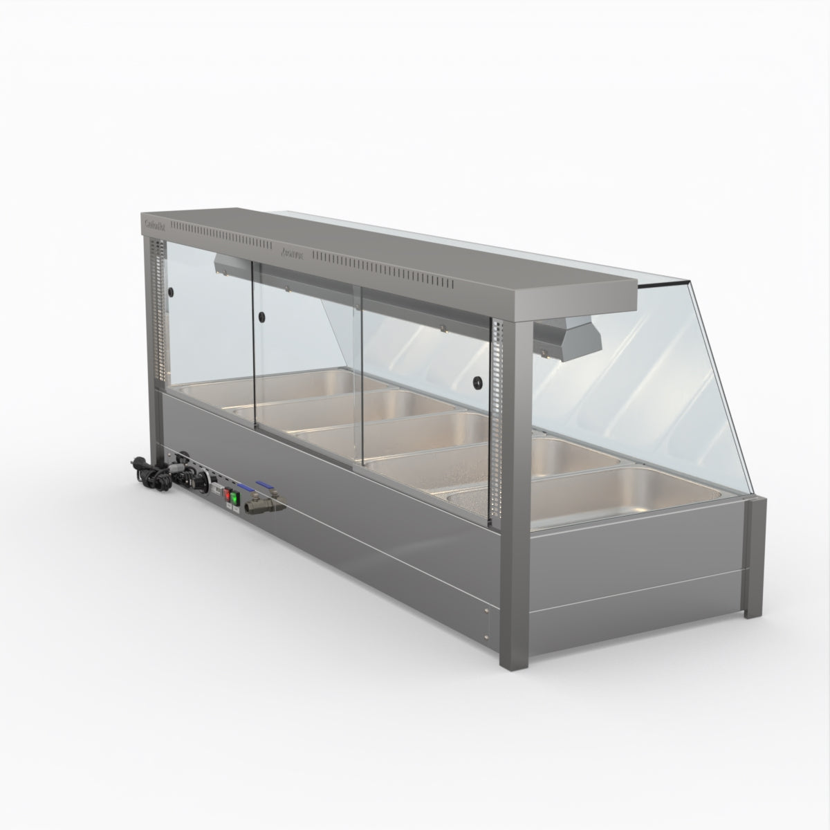 Bonvue BM17TC Angled Countertop Wet and Dry Bain Marie Food Warmer - Commercial Kitchen Use for Restaurants, Catering & Buffets