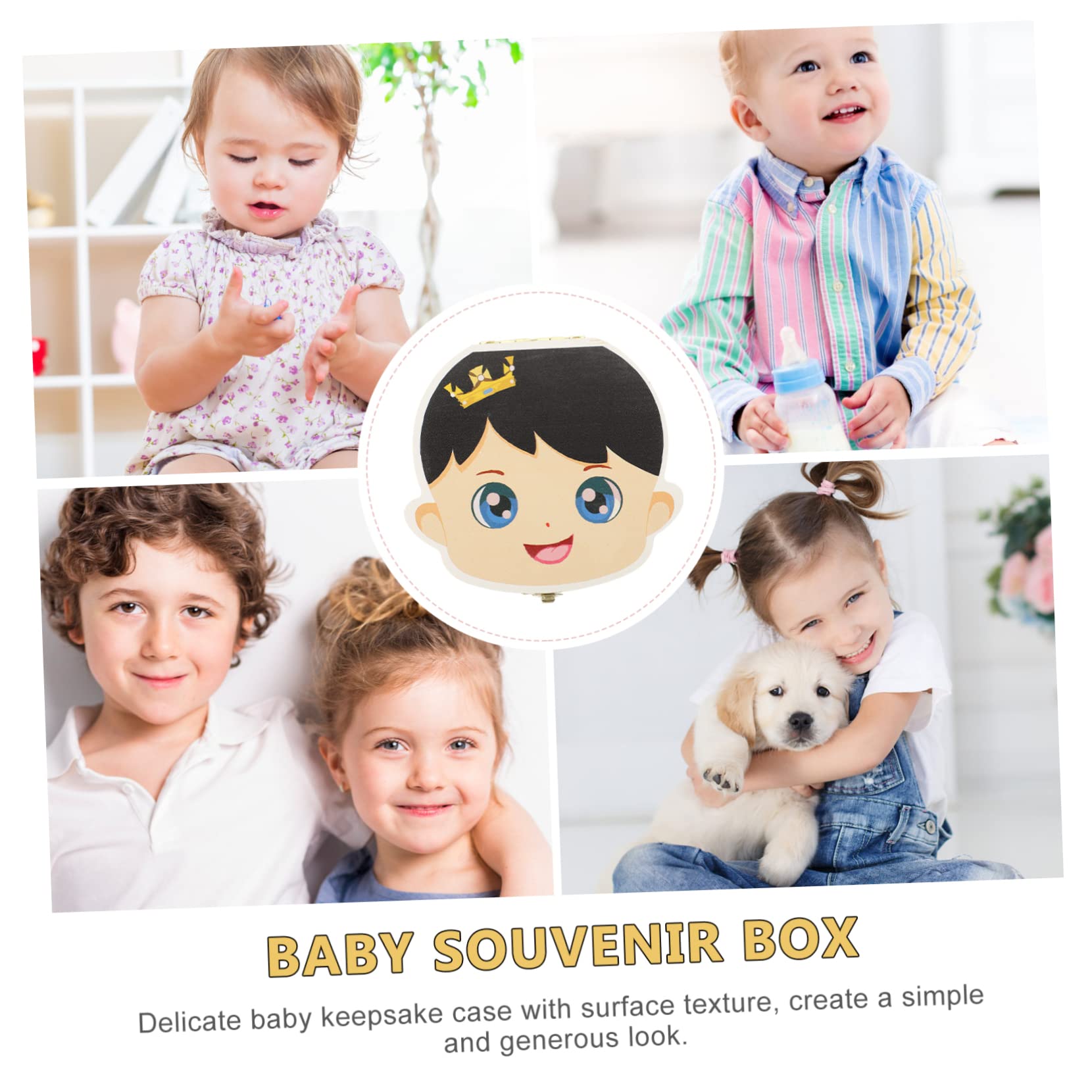 Toyvian 3-Piece Baby Memory Keepsake Box Set - Wooden & Alloy Newborn First Tooth Storage Container | Perfect for Preserving Baby Teeth, Umbilical Cord Stump & First Hair Locks | Ideal Baby Shower Gift & Nursery Decor