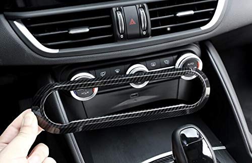 Premium Carbon Fiber ABS Chrome Car AC Vent Trim for Alfa Romeo Giulia & Stelvio (2016-2020) - Interior Upgrade Accessory | Enhances Dashboard Style & Protects AC Vents