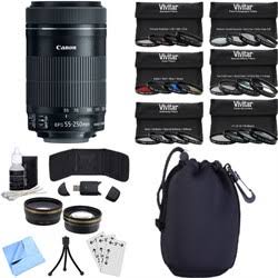 Canon EF-S 55-250mm f/4-5.6 IS STM Telephoto Zoom Lens with Photography Bundle - Perfect for Travel, Wildlife & Sports Photography