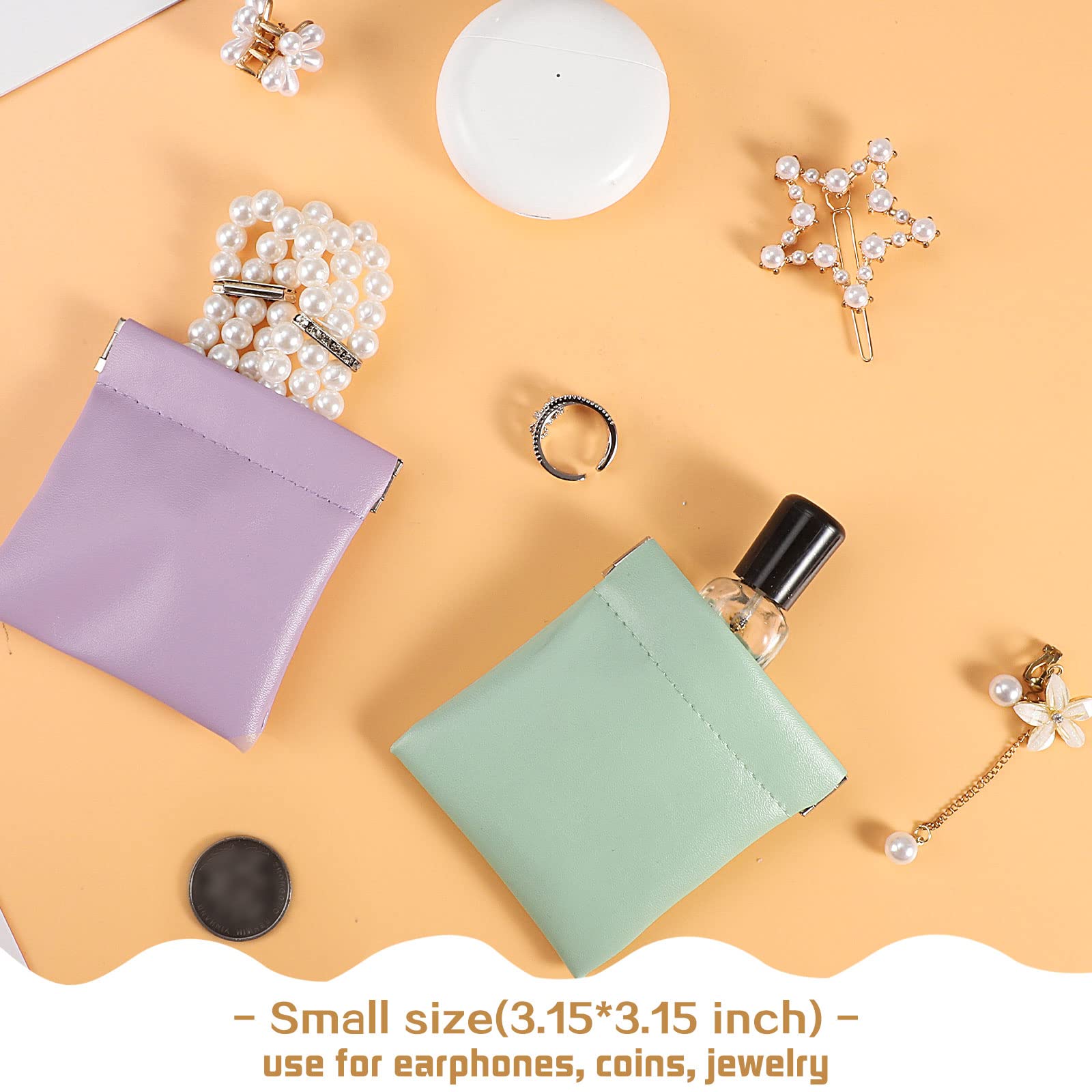 WSICSE 6 Pack Lambskin Cosmetic Bags - Soft Self-Closing Makeup Pouches (3 Sizes) for Travel, Purse & Organizing Jewelry, Headphones & Small Essentials | Portable No-Zipper Design for Women & Teens