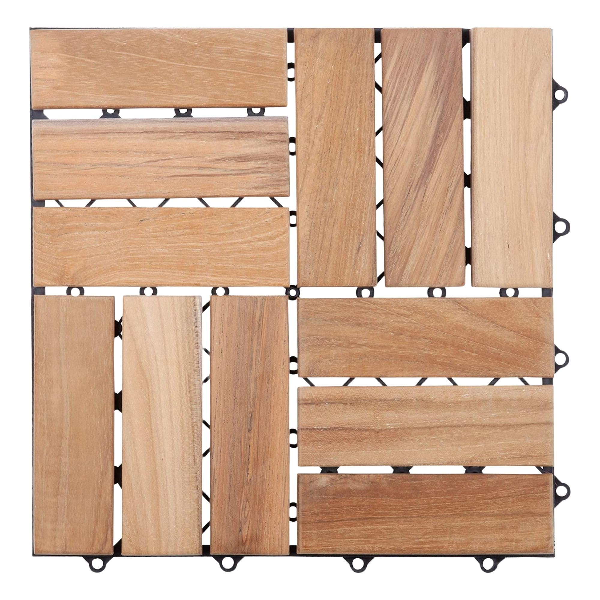 Premium Nordic Style Teak Interlocking Floor Tiles - 12