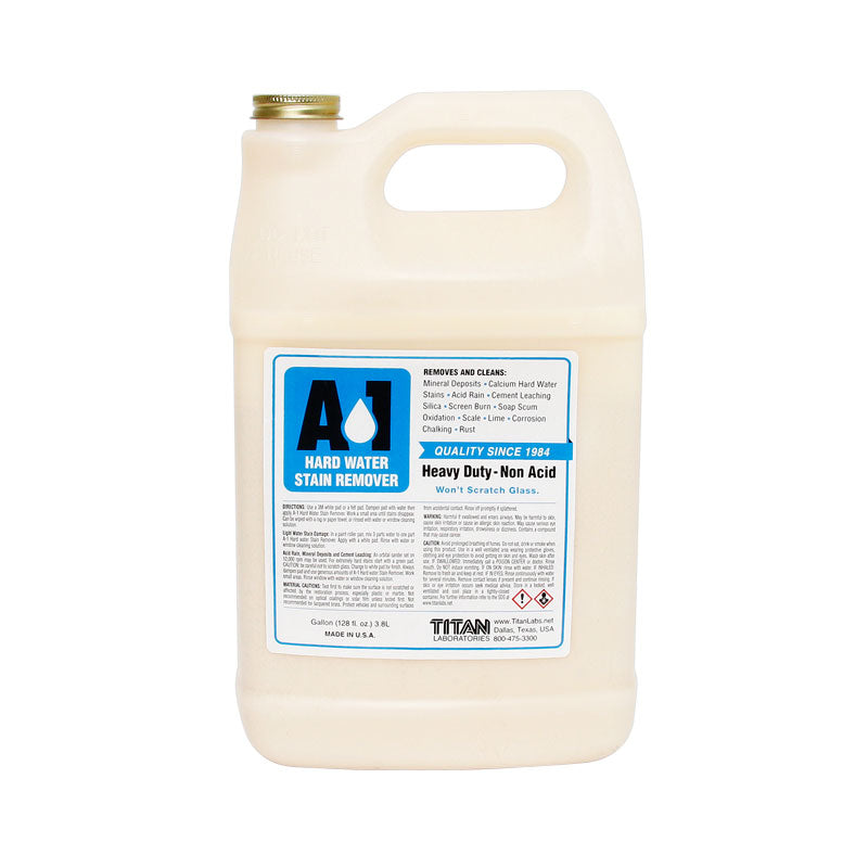 Titan A1 Hard Water Stain Remover for Glass - Powerful Cleaning Solution for Showers, Mirrors, Windows & More - Eliminates Stubborn Mineral Deposits & Restores Shine