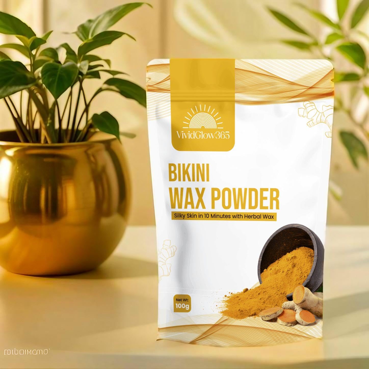 VividGlow365 - Best Bikini Wax Powder for Women - Natural & Gentle Hair Removal at Home - No Chemicals, No Irritation, No Skin Rashes - 100g - Perfect for Smooth Skin Before Beach, Pool, or Vacation