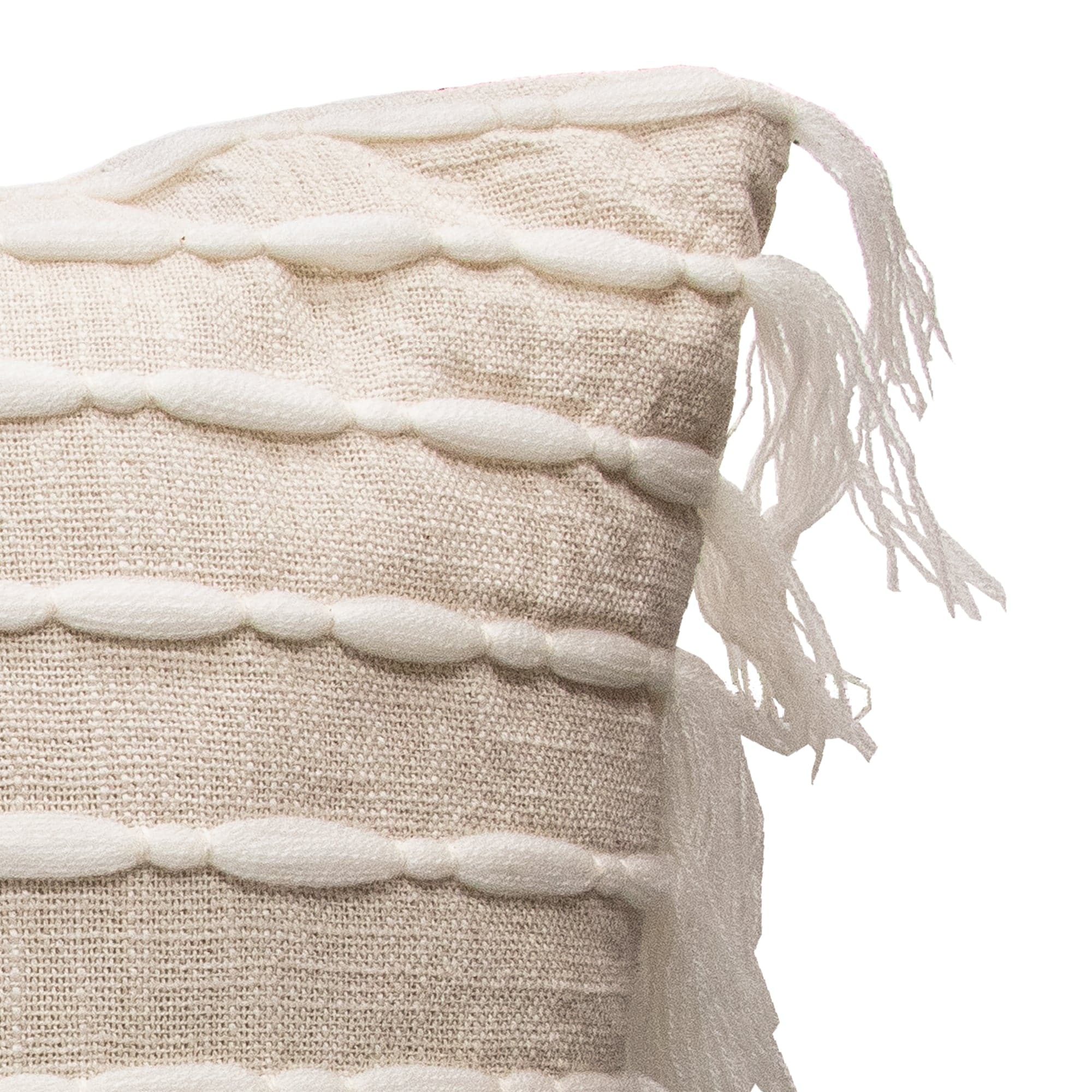 Elegant Linear Tassel Decorative Throw Pillow Cover - Boho Chic Home Decor for Sofa, Bed & Living Room