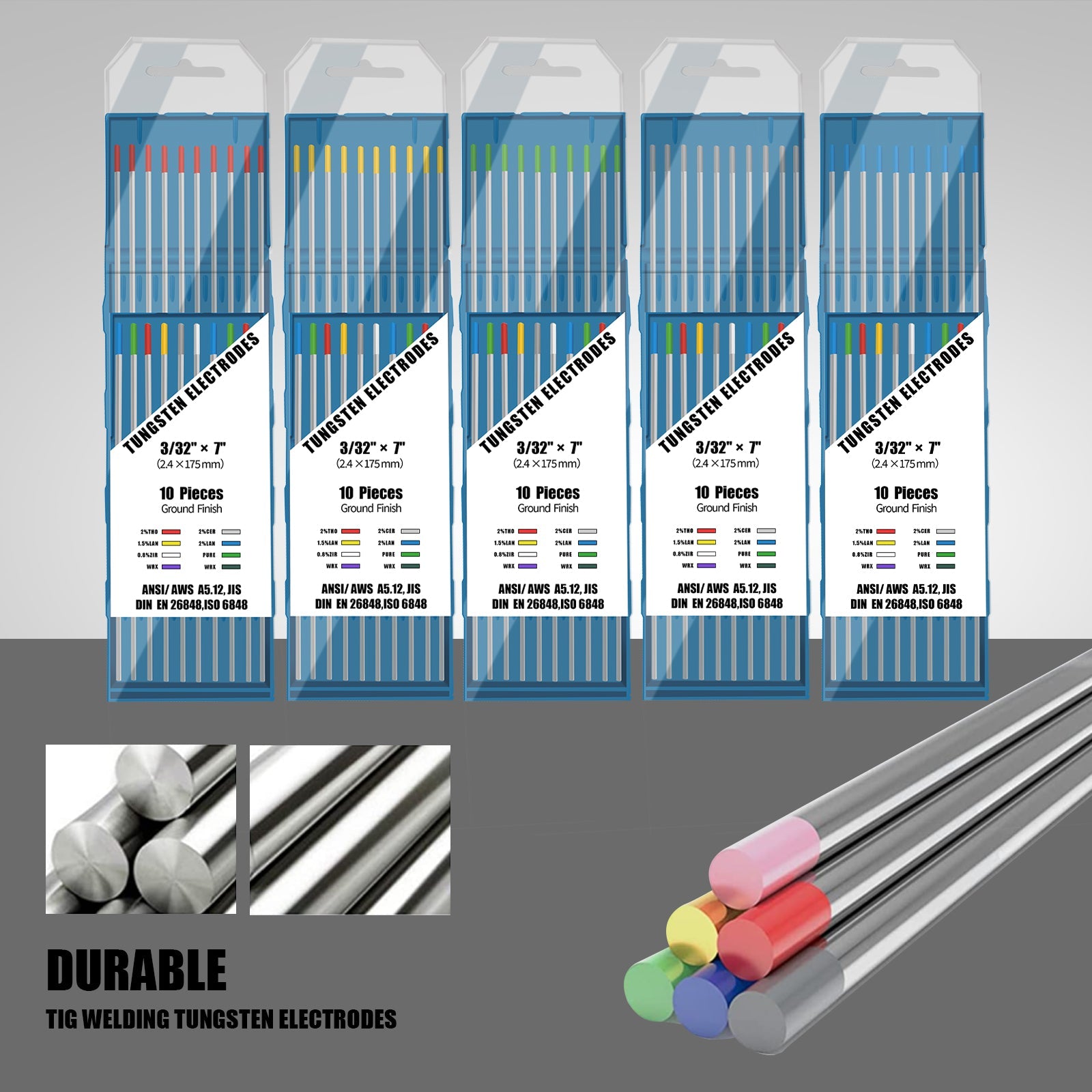 SSimder WC20 Grey TIG Welding Tungsten Electrode 10 Pack - Premium TIG Welding Rods for Stainless Steel, Aluminum & Alloys - Perfect for DIY, Automotive & Metal Fabrication Projects