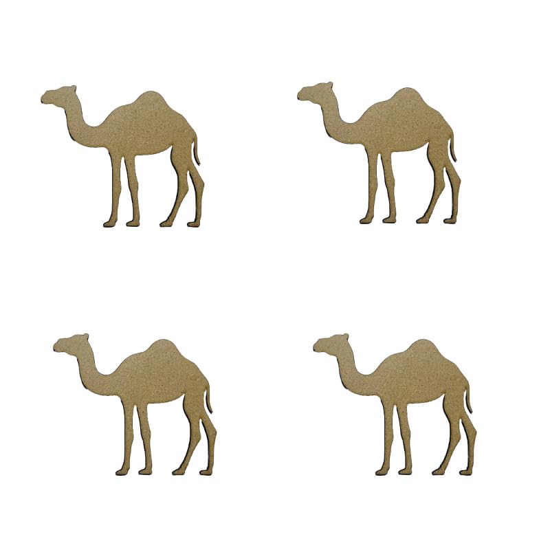 4-Piece Camel Wooden Wall Art Set - Handmade MDF DIY Home Decor for Living Room, Bedroom & Office