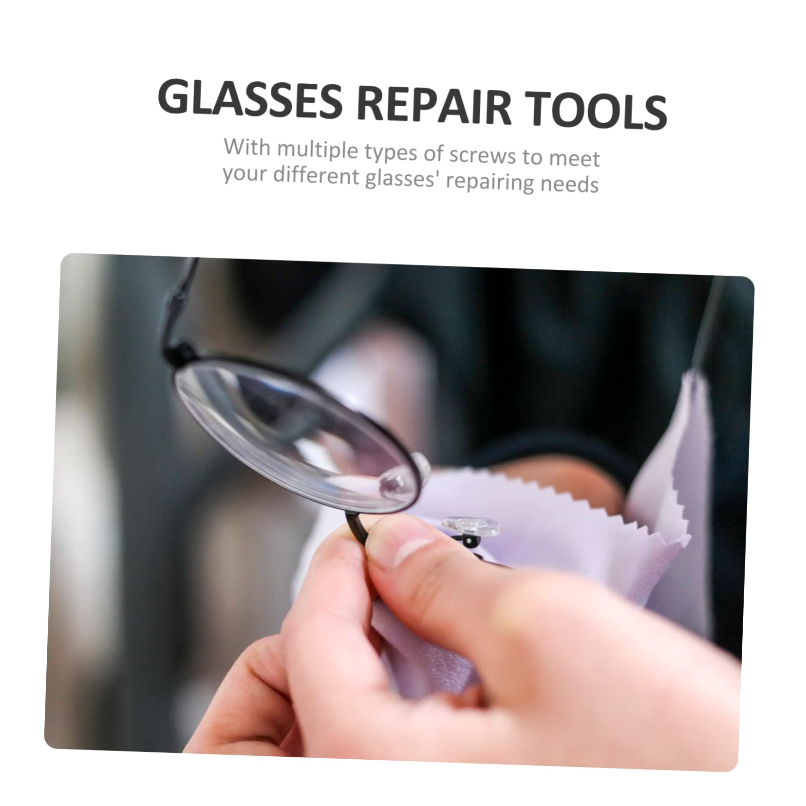 HOMSFOU 2 Pack Glasses Repair Kit with Screws, Screwdriver & Temple Accessories for Frameless & Regular Eyeglasses - Durable PP Material for Home, Office & Travel Use