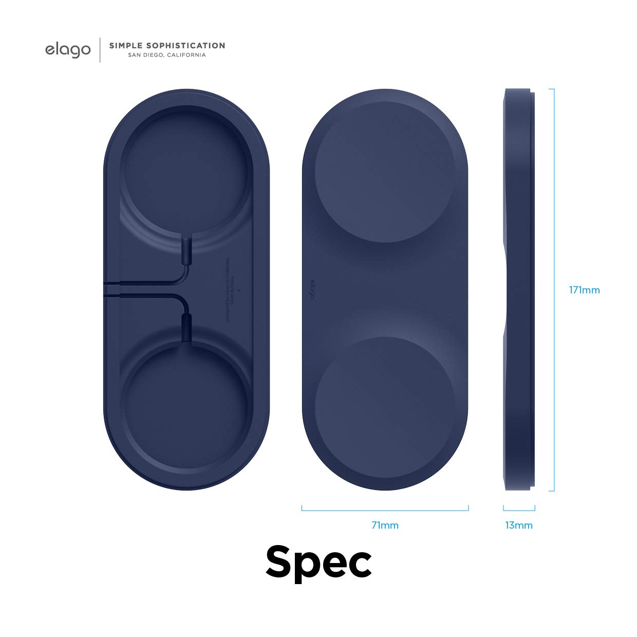 elago 2-in-1 MagSafe Wireless Charger Stand for iPhone 16/15/14/13/12 & AirPods Pro/Pro2/3/4 - Fast Charging Station | Bedside, Office & Travel Use (Jean Indigo, Cable Not Included)