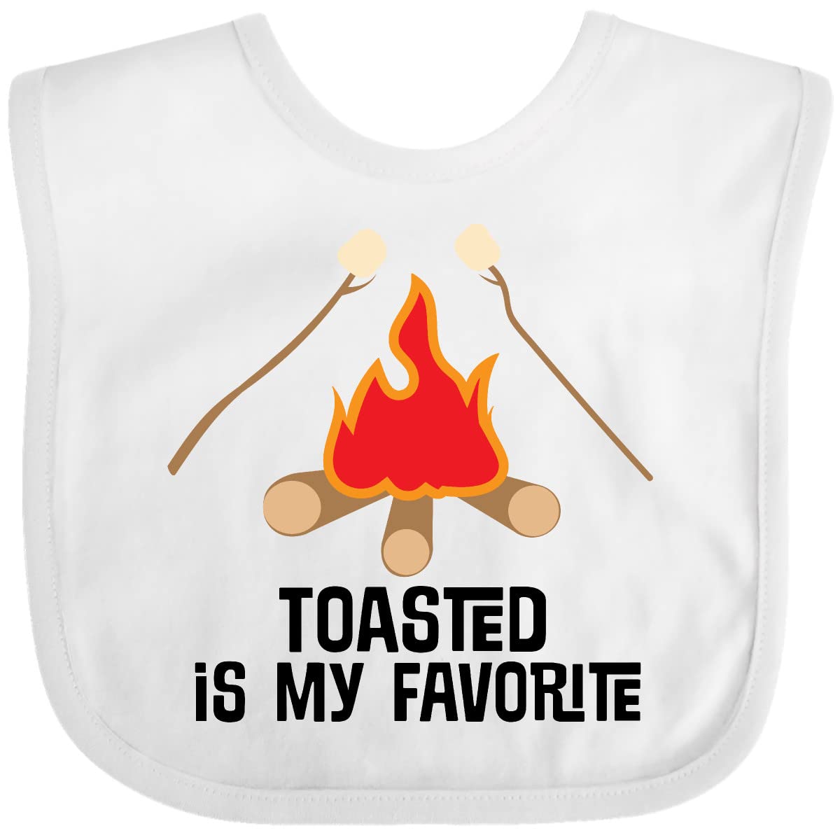 Inktastic Roasted Marshmallows Camping Campfire Baby Bib - Adorable & Absorbent Drool Bib for Infants & Toddlers - Perfect for Outdoor Adventures, Picnics & Family Camping Trips