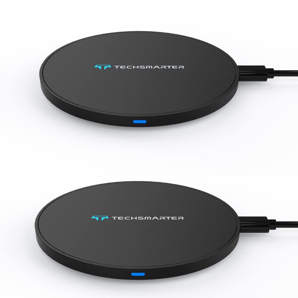 2-Pack 15W Fast Wireless Charger Pad - Qi-Certified for iPhone 16/15/14/13/12/11/XS/X/XR, Samsung S24/S23/S22/S21/S20/S10, LG ThinQ - Perfect for Bedside, Office & Car Charging
