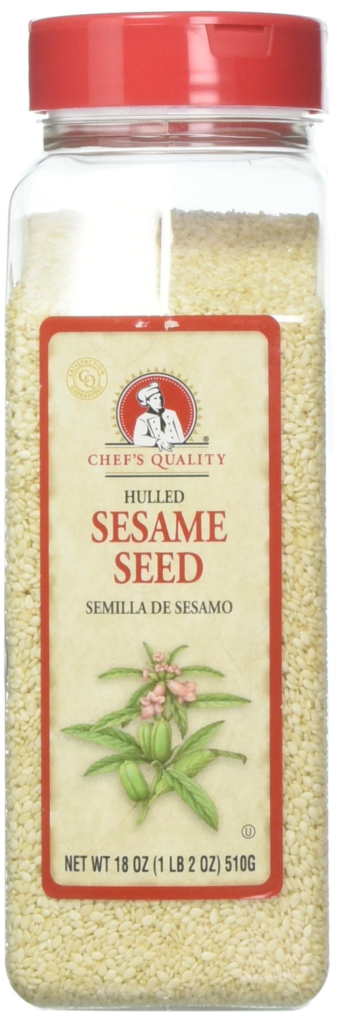 Premium Hulled Sesame Seeds 18oz (1 Pack) - High-Quality, Non-GMO, Gluten-Free - Perfect for Baking, Cooking, Salad Toppings & Asian Cuisine